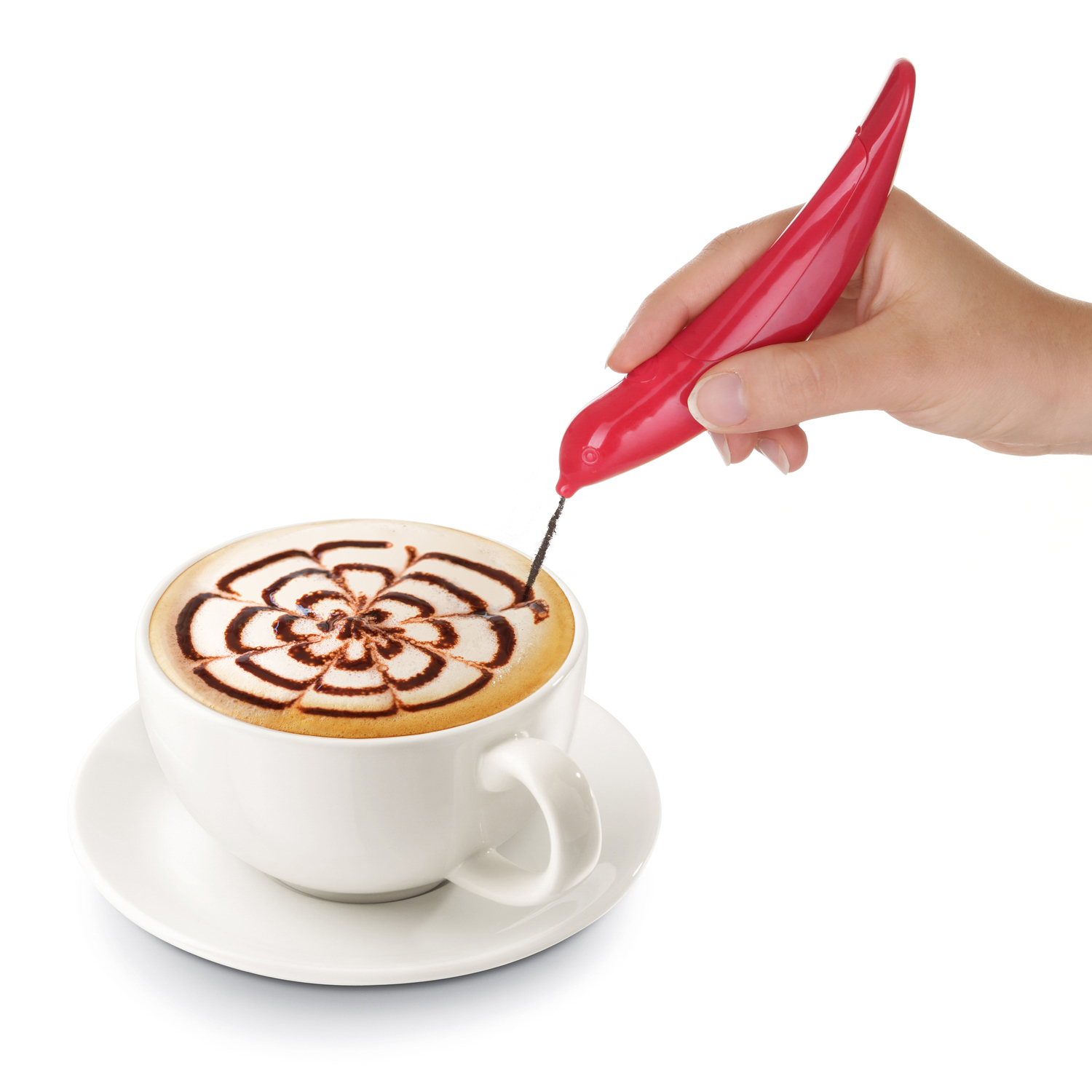 Penna decorativa per cappuccino e dolci rossa