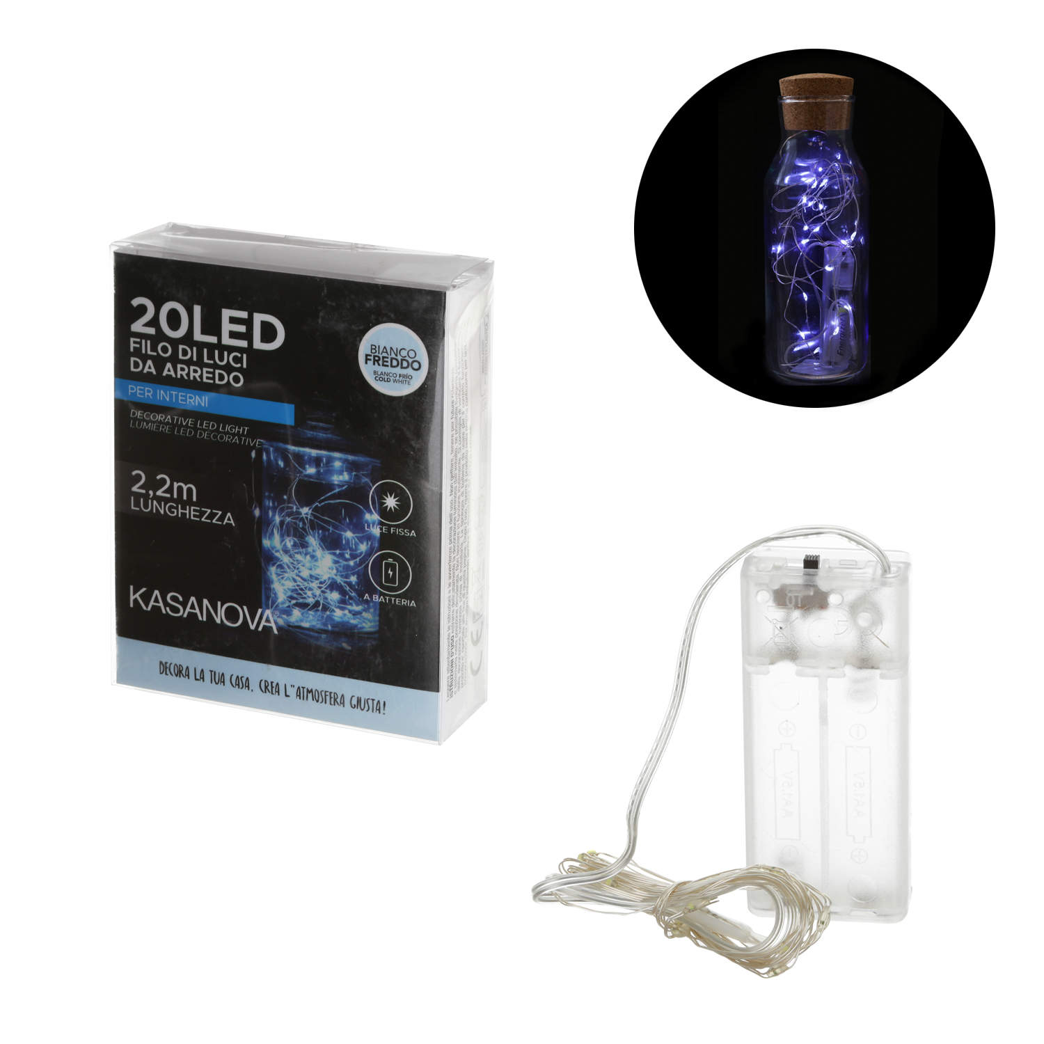 Luci di Natale 20 led 2,2 metri bianco freddo