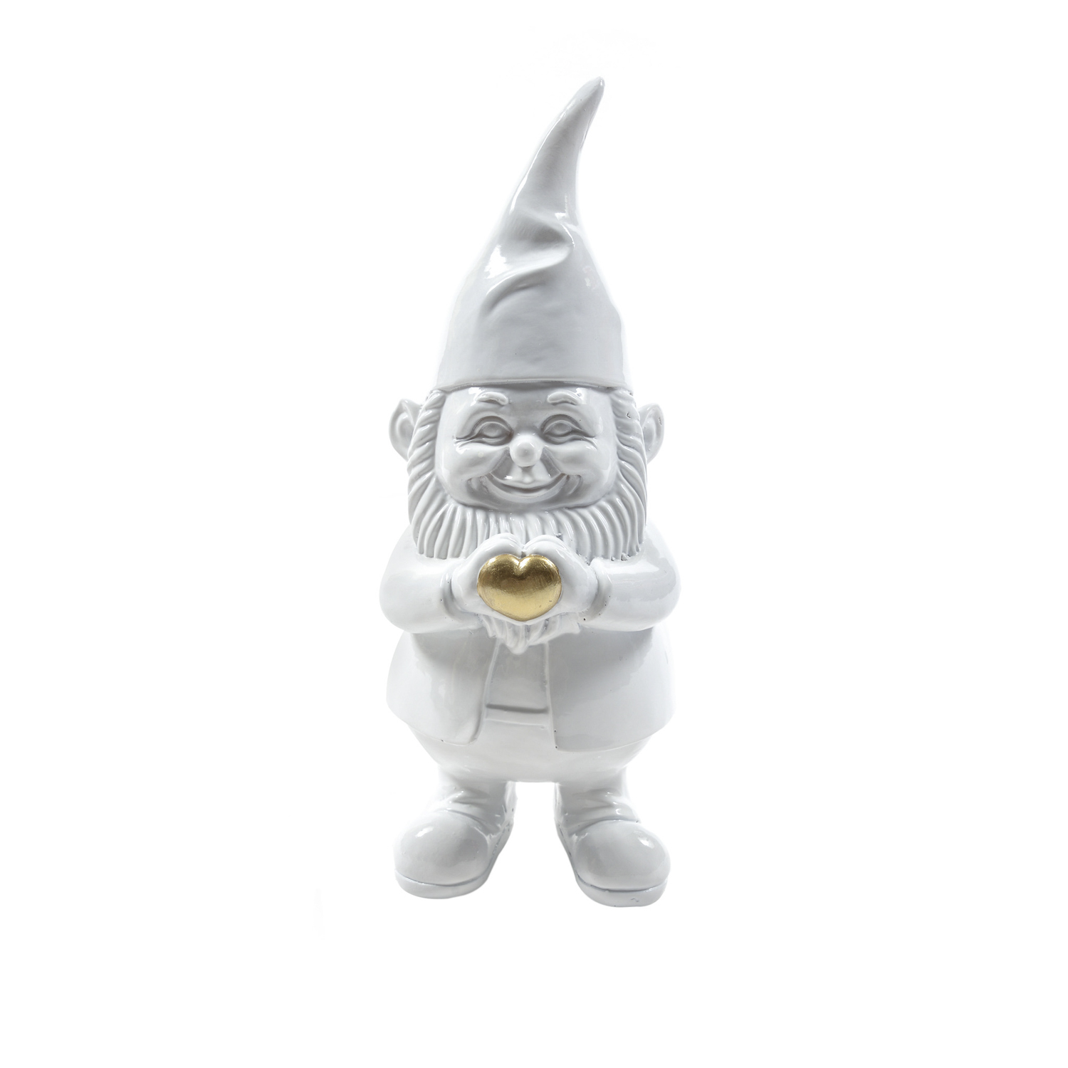 Gnomo bianco cuore statua 13x11,5x29,5 cm
