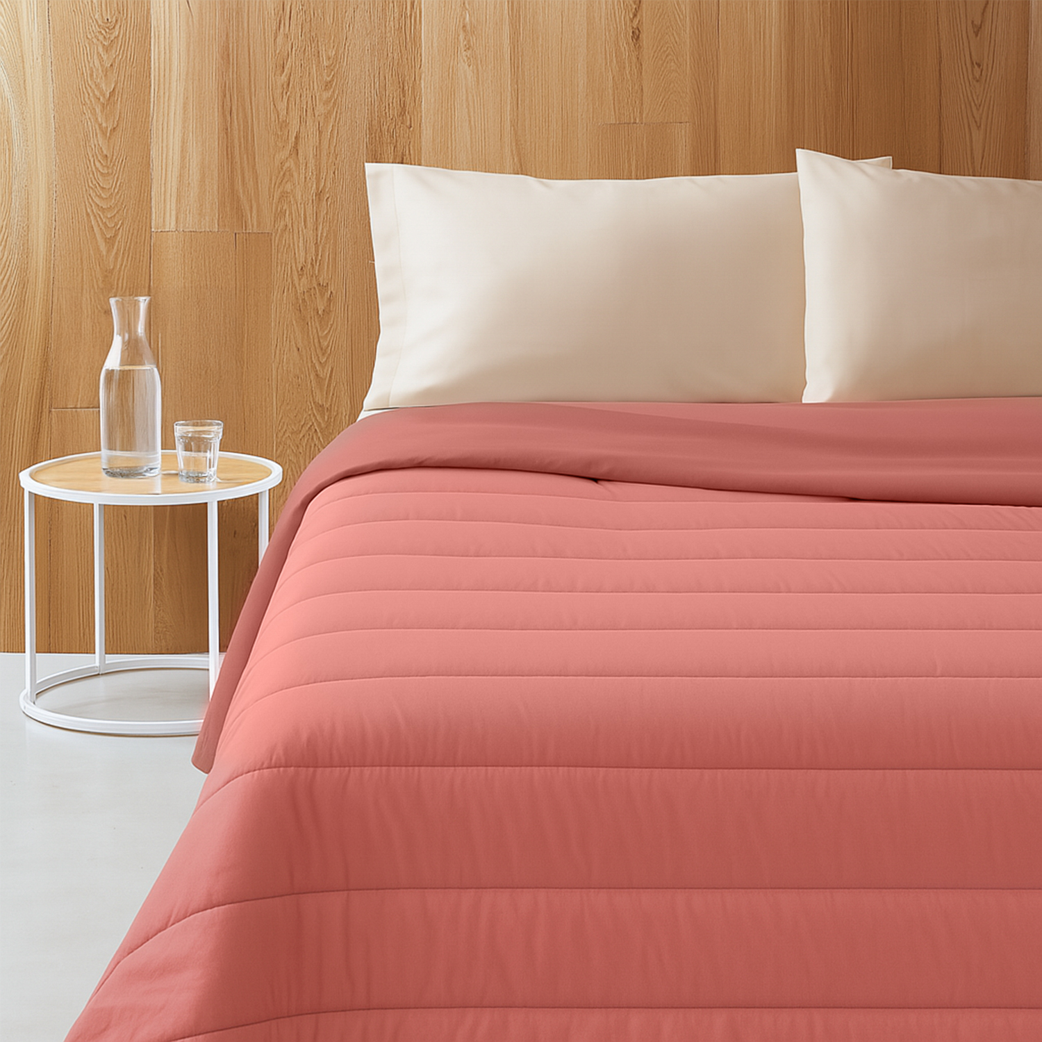 Trapuntino matrimoniale 250x260 cm corallo tinta unita