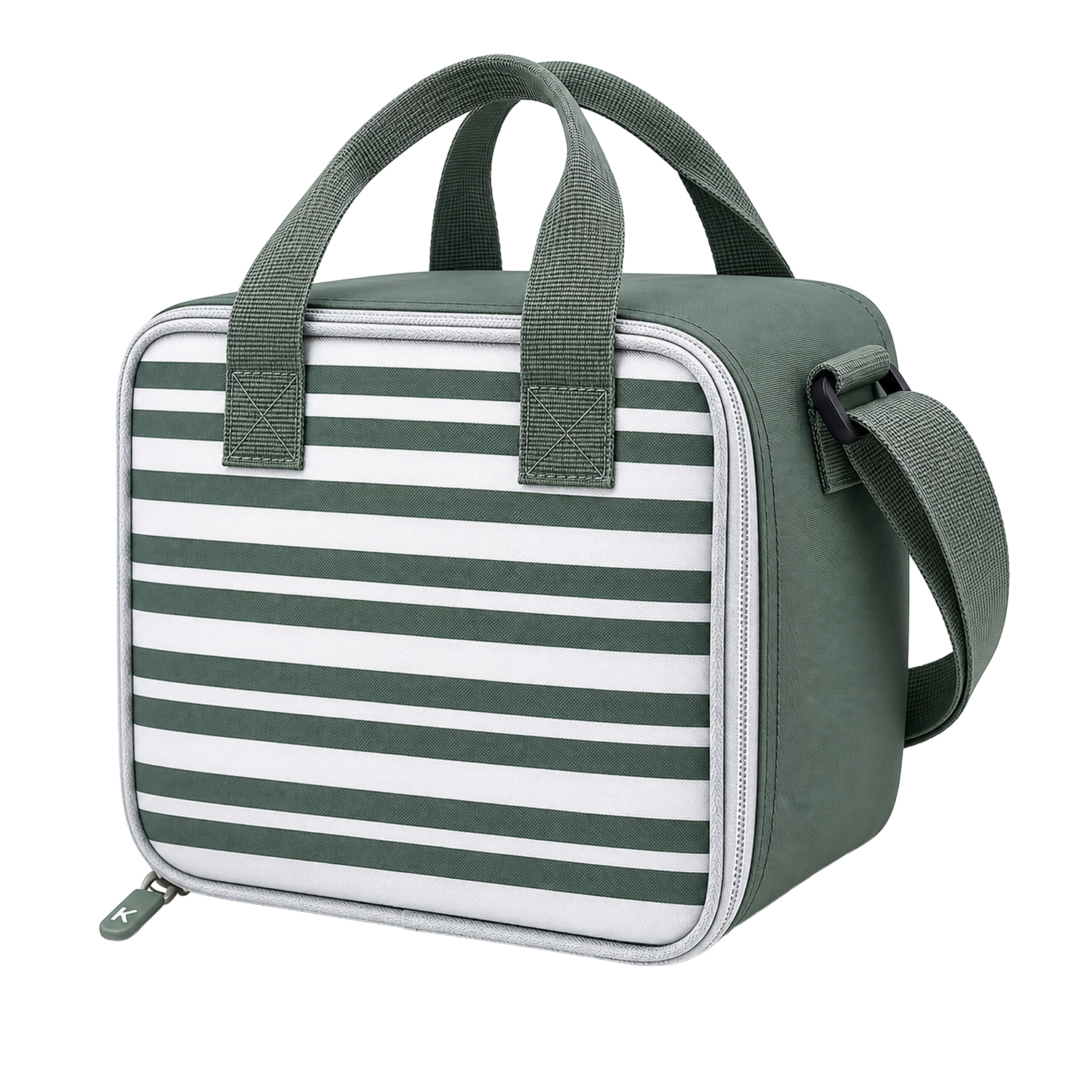 Borsa termica 8 L con tracolla e manici righe verde