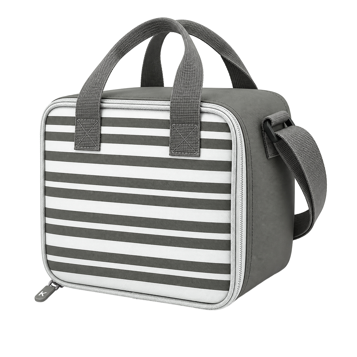 Borsa termica 8 L con tracolla e manici righe grigio