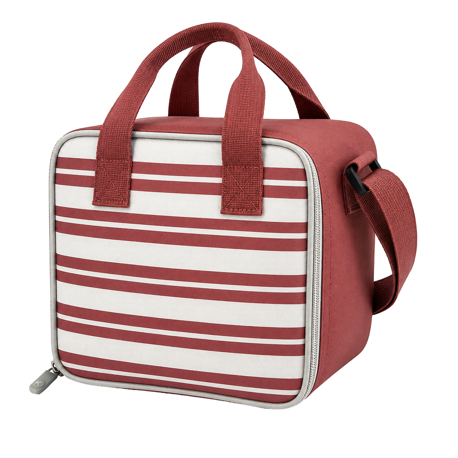 Borsa termica 8 L con tracolla e manici righe bordeaux