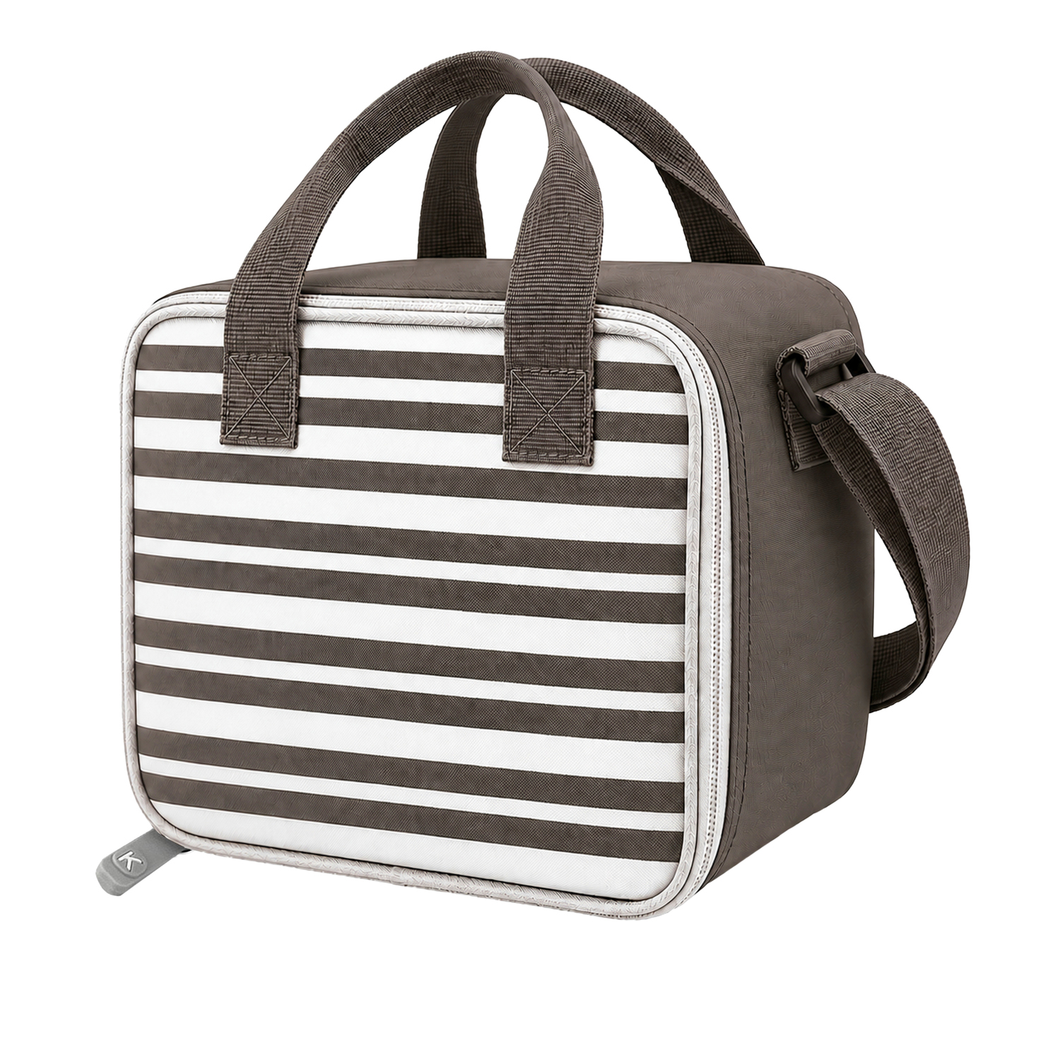 Borsa termica 8 L con tracolla e manici righe marrone