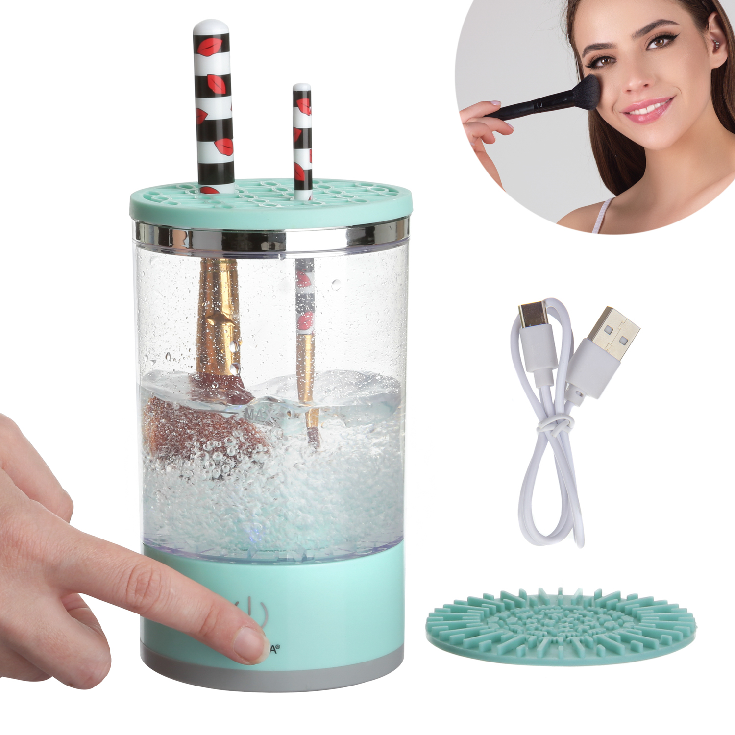 Pulitore elettrico per pennelli da trucco senza fili