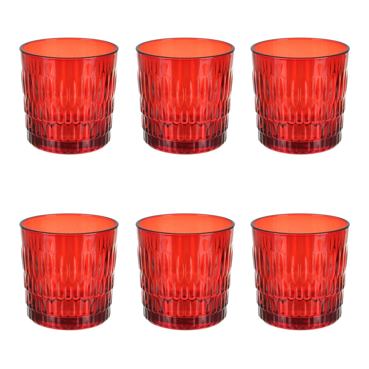 Set 6 bicchieri acqua rossi in vetro Rain Pasabahce