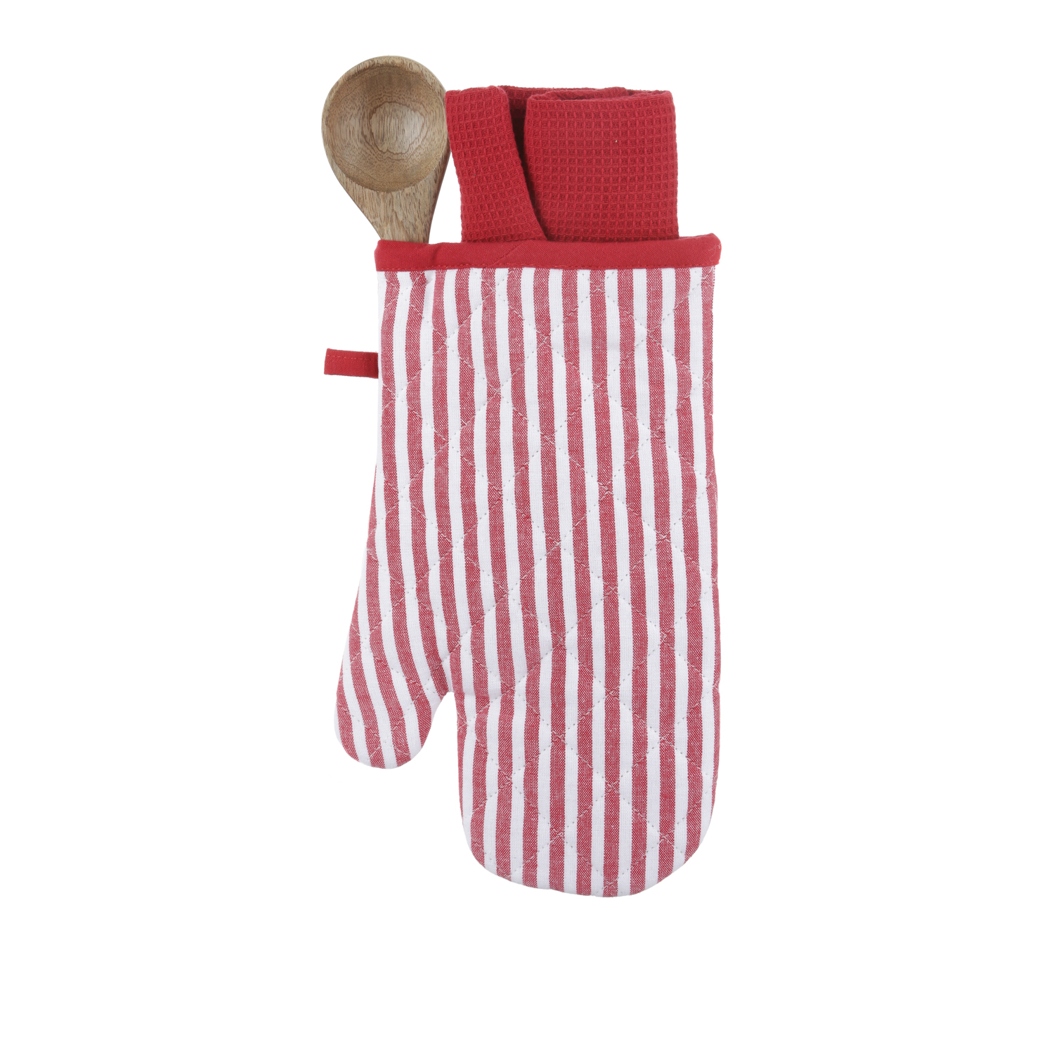 Set righe natalizio guanto, strofinaccio e cucchiaio
