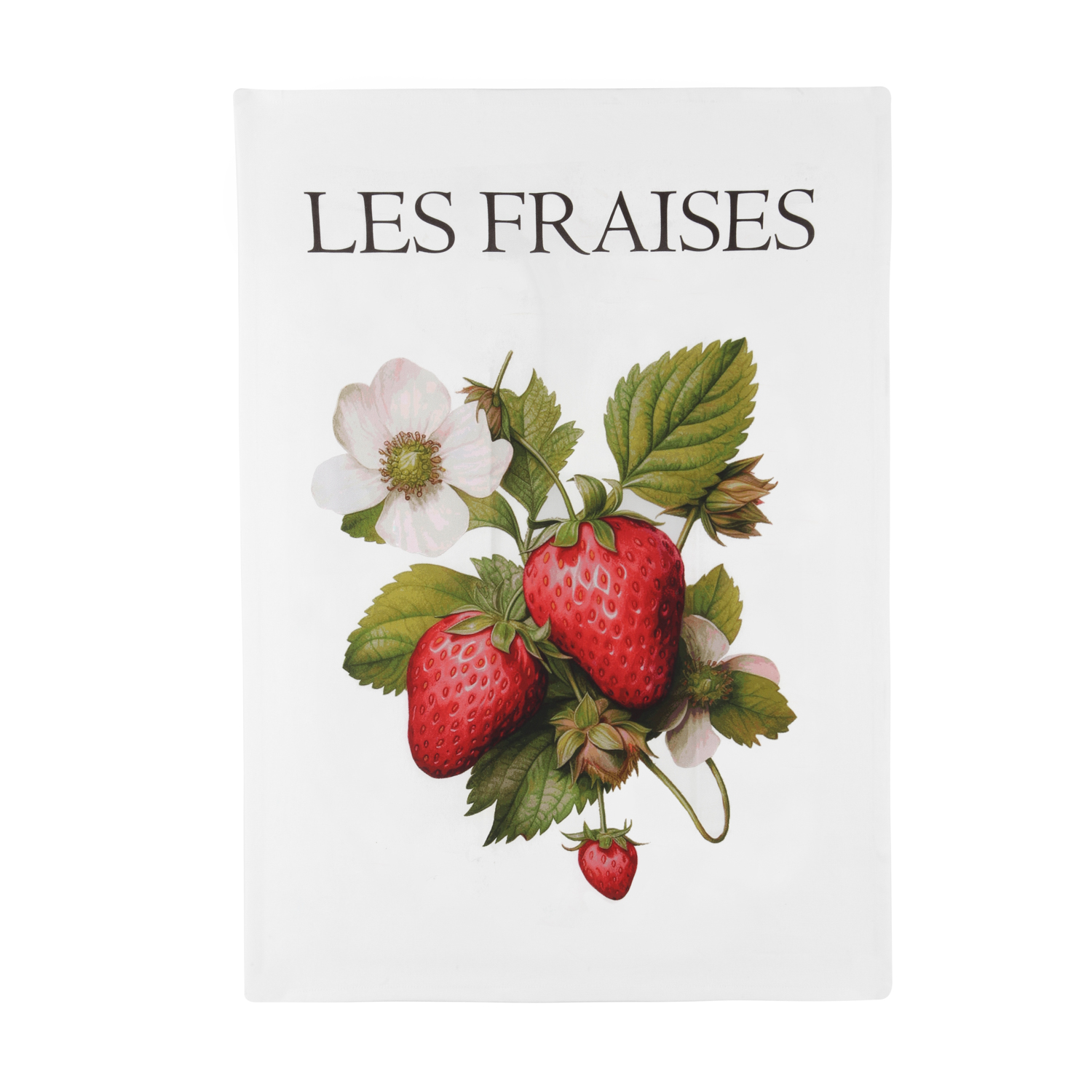 Strofinaccio Fragole 50x70 cm in cotone con scritta