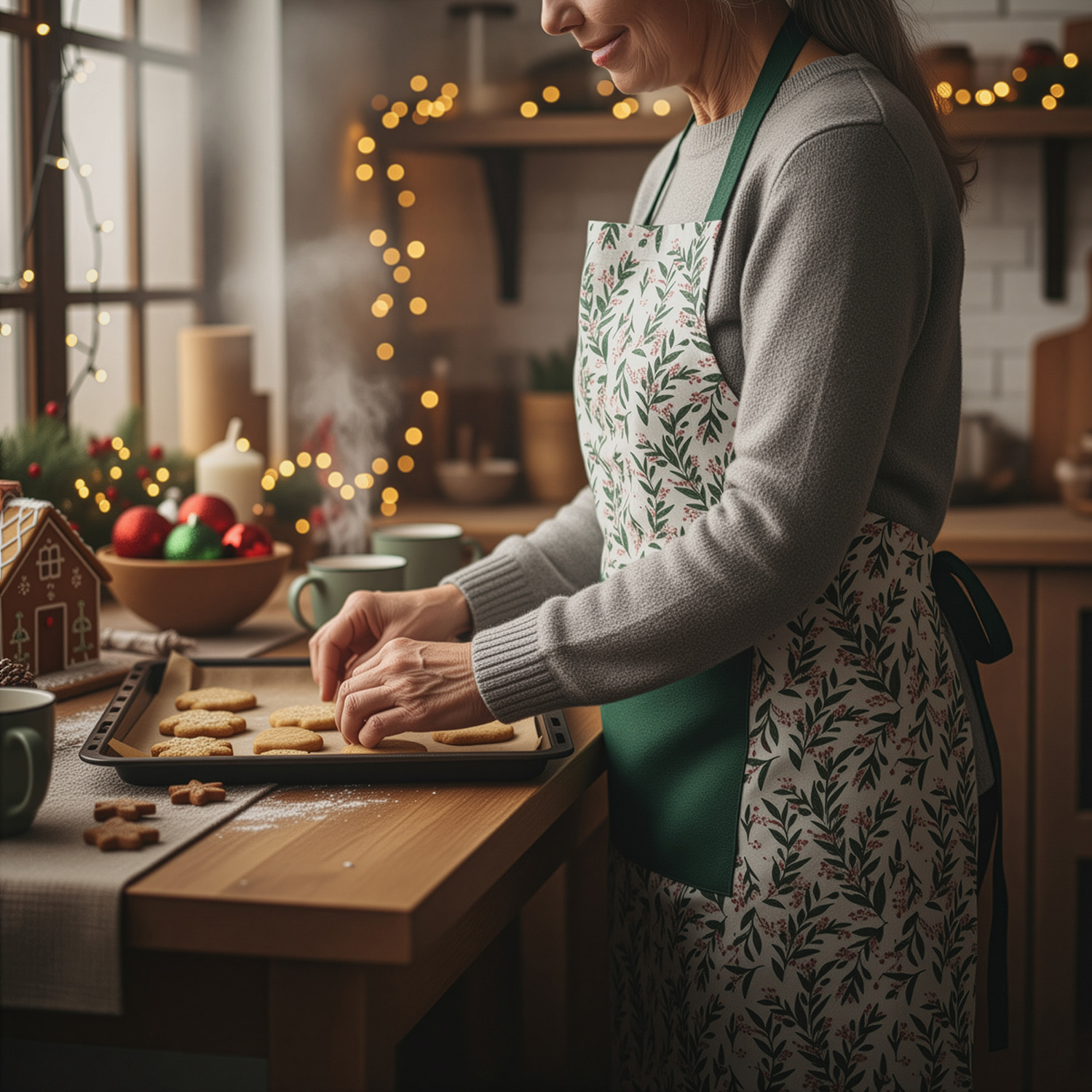 Grembiule con tasca agrifoglio