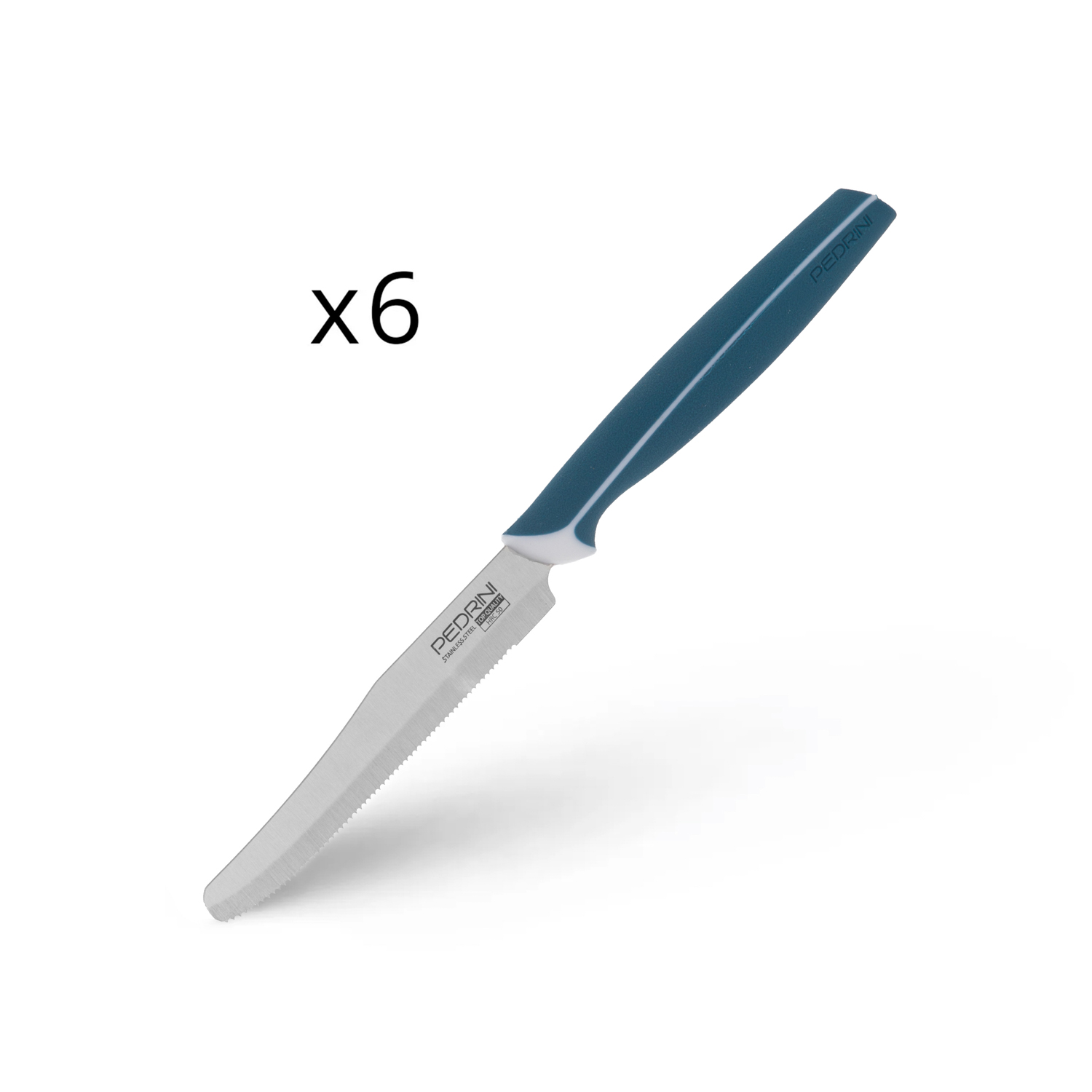 Set 6 coltelli tavola blu avio Pedrini Master