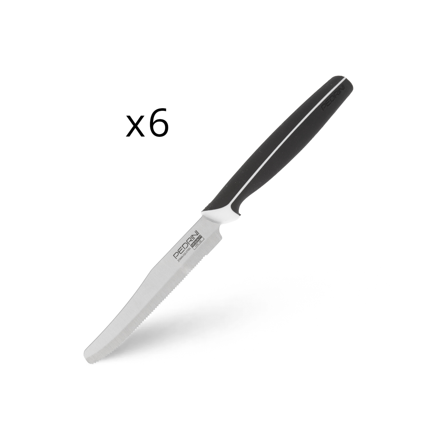 Set 6 coltelli tavola nero Pedrini Master