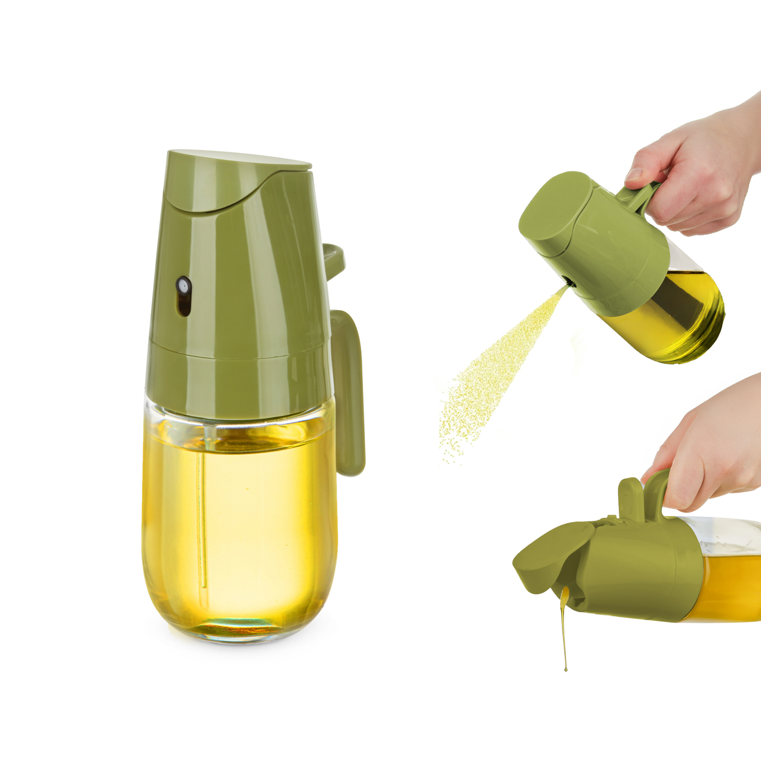 Oliera spray e versa vetro 300 ml tappo verde