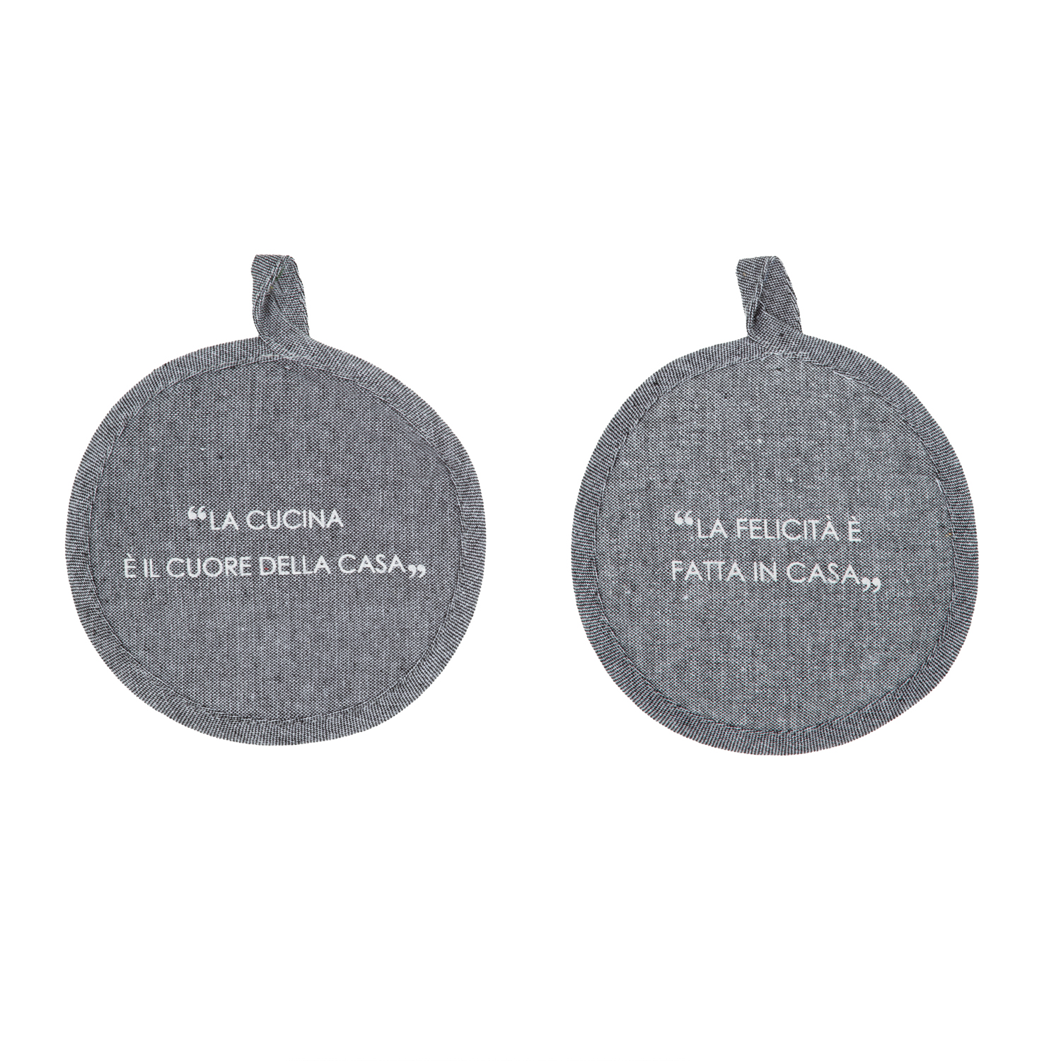 Set 2 presine tonde 17 cm scritta Quotes antracite