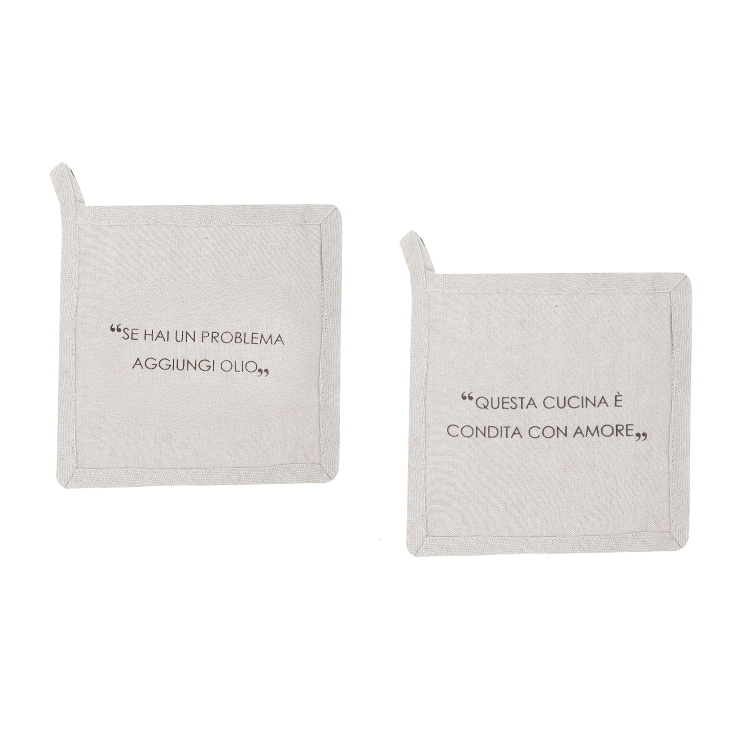 Set 2 presine 17x17 cm scritta Quotes tortora