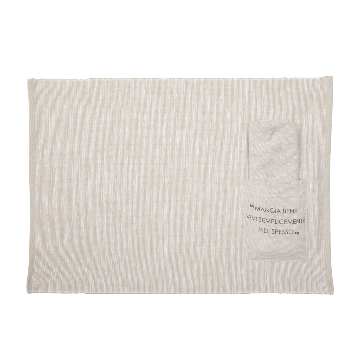 Set tovaglietta con tovagliolo scritta Quotes tortora