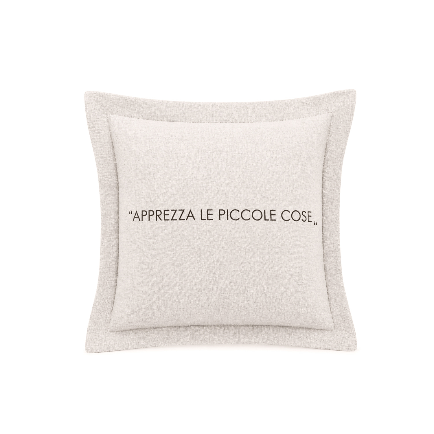 Cuscino divano 30x30 cm scritta Quotes tortora