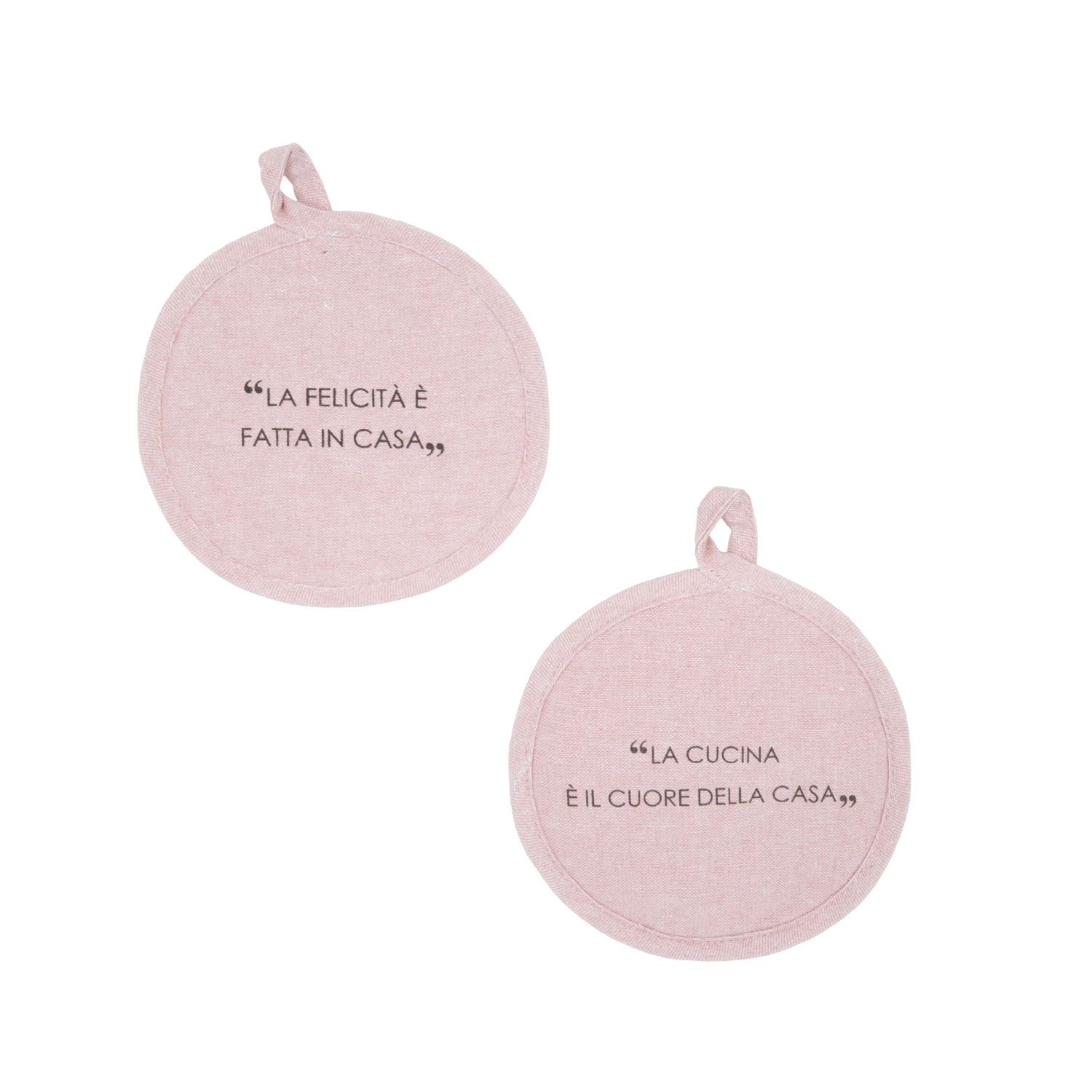 Set 2 presine tonde 17 cm scritta Quotes malva