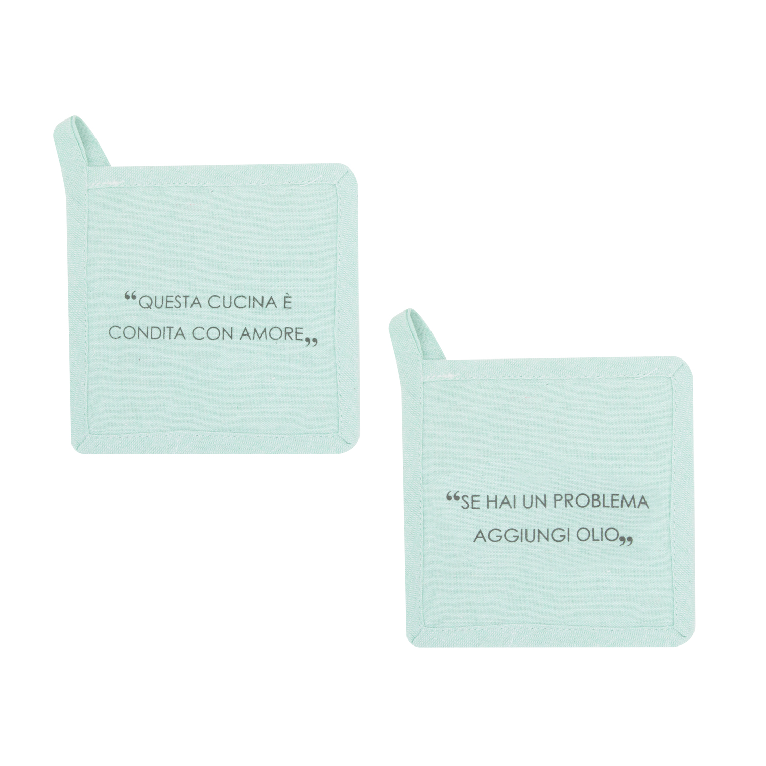 Set 2 presine 17x17 cm scritta Quotes verde