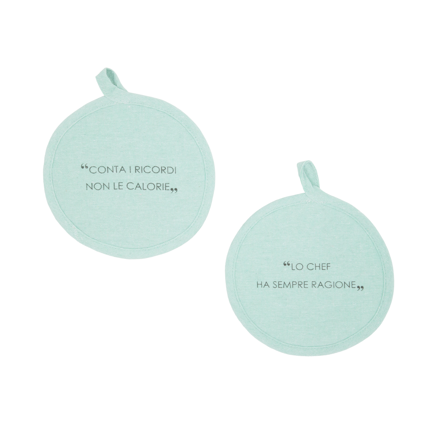 Set 2 presine tonde 17 cm scritta Quotes verde