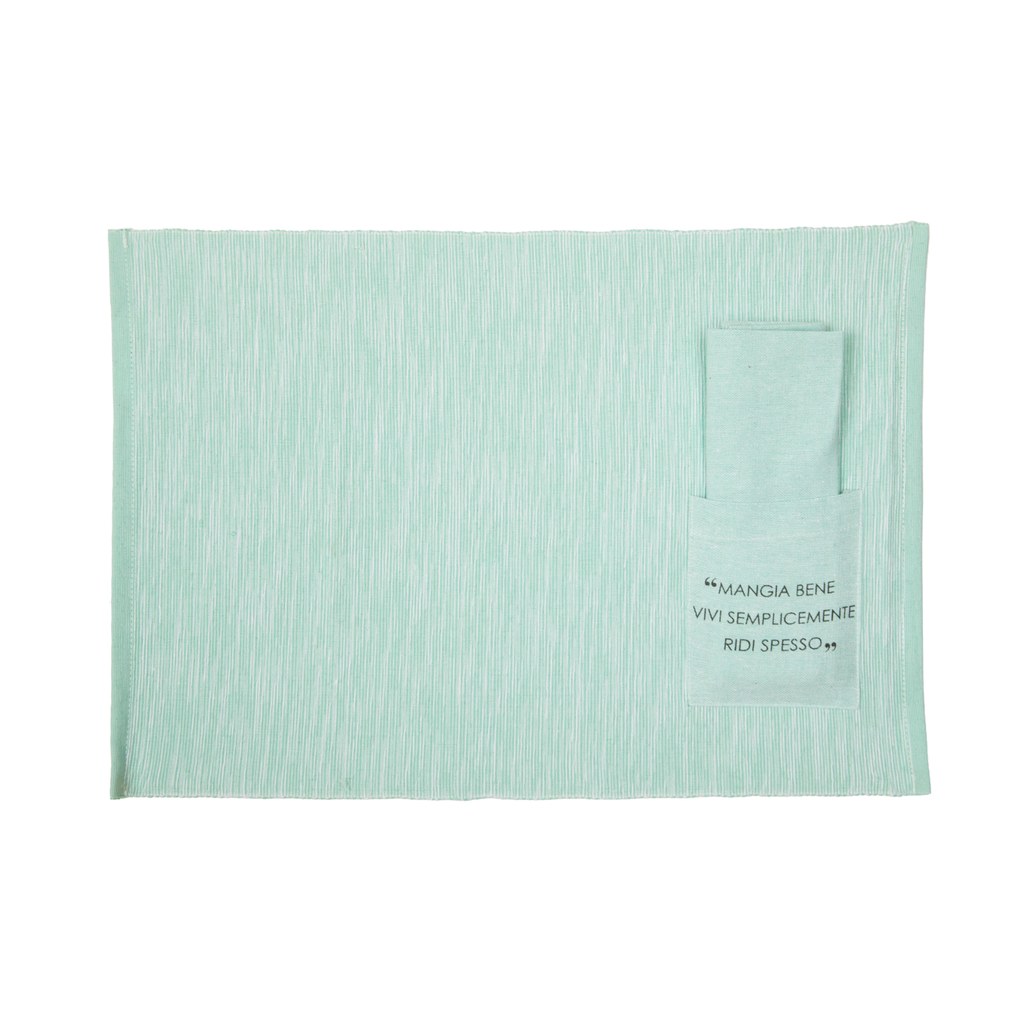 Set tovaglietta con tovagliolo scritta Quotes verde