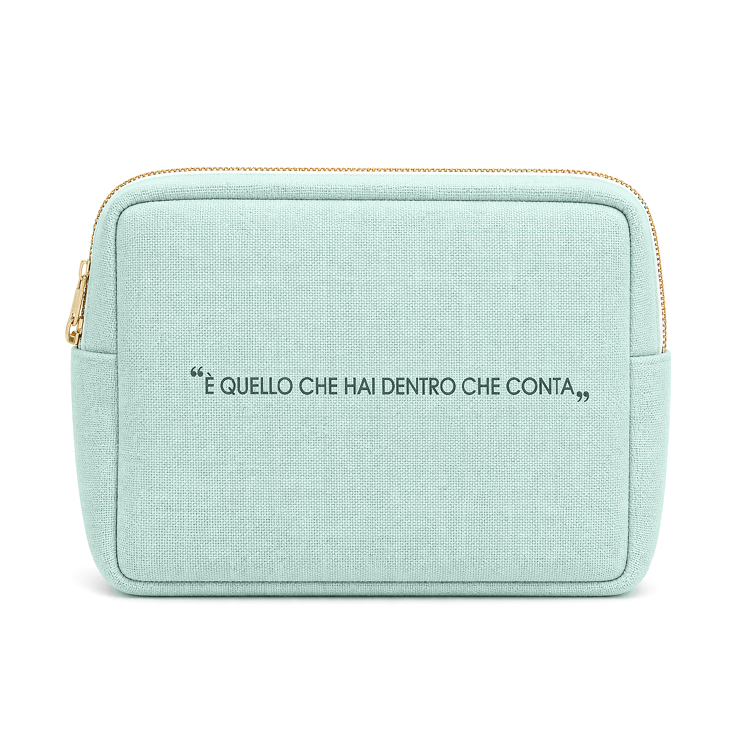 Pochette trucchi 20x15 cm scritta Quotes verde