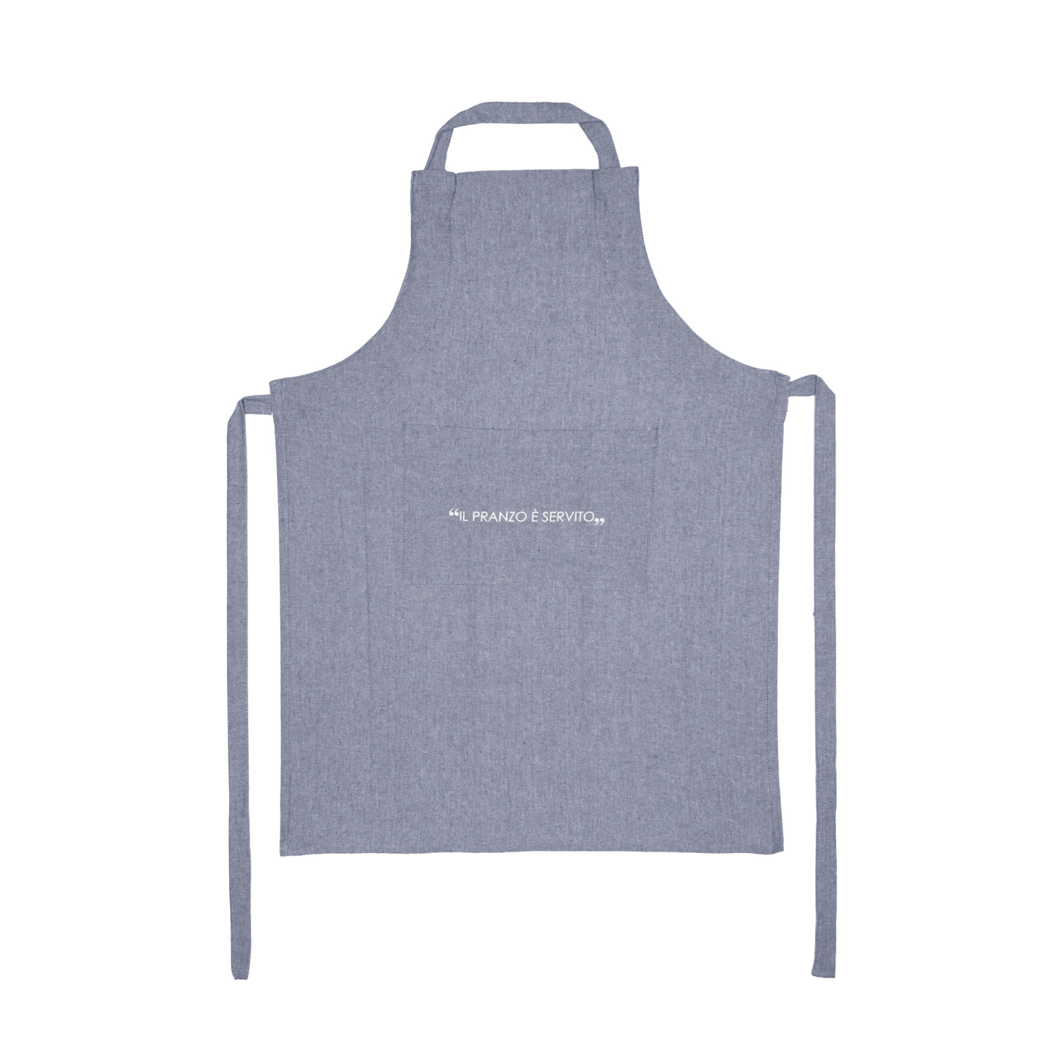 Grembiule con tasca e scritta Quotes denim