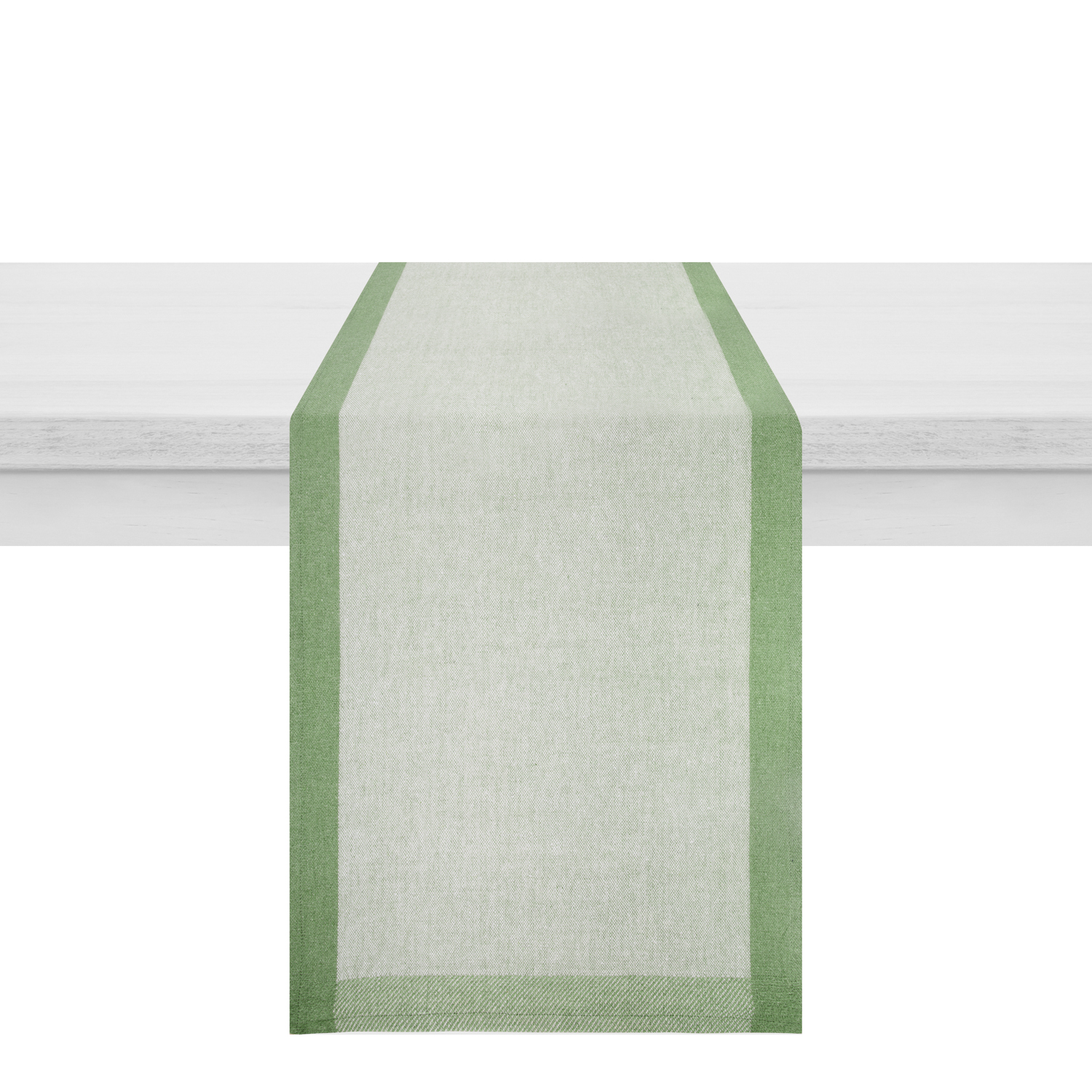Runner 40x120 cm Chambray verde bordato