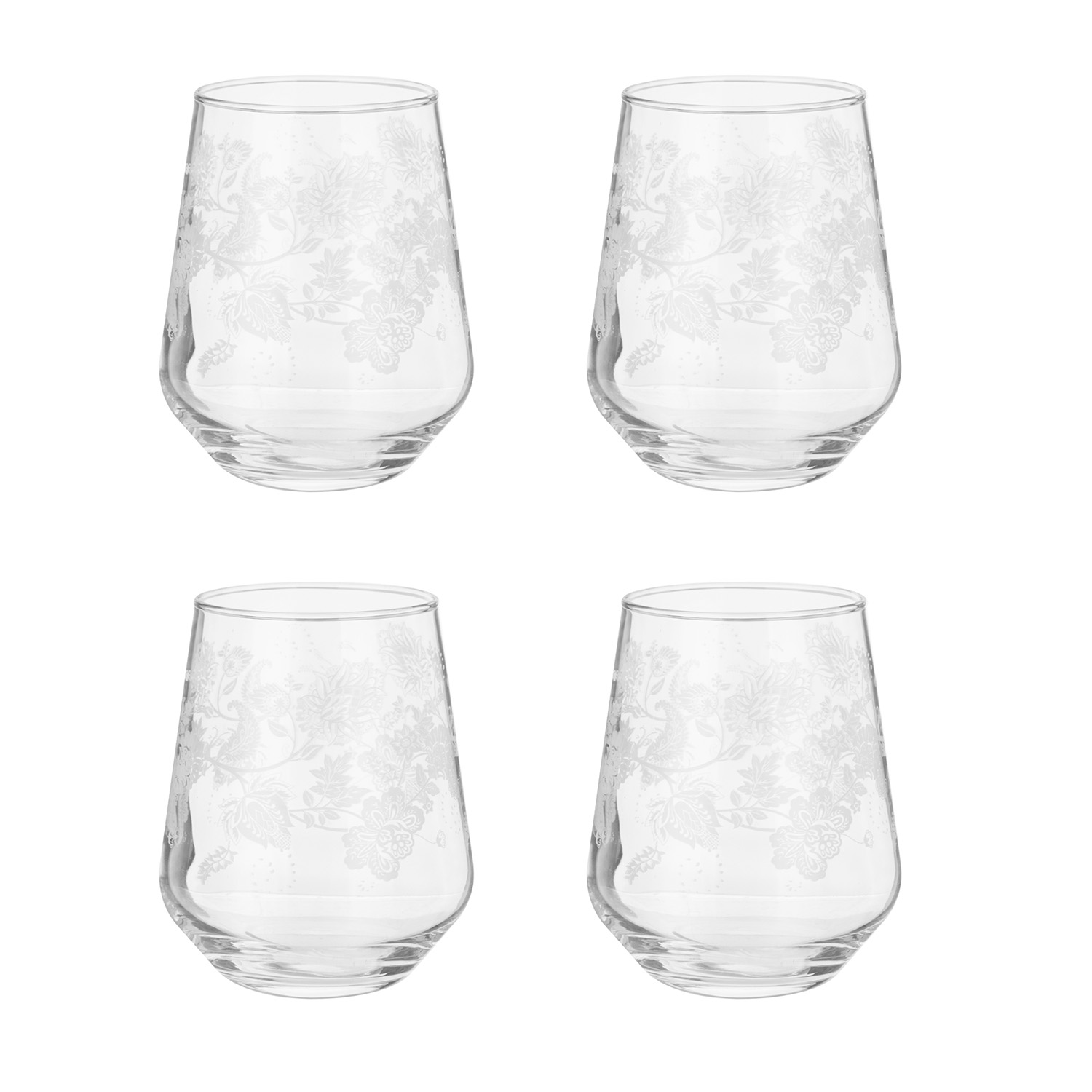 Set 4 bicchieri acqua Romance con decoro