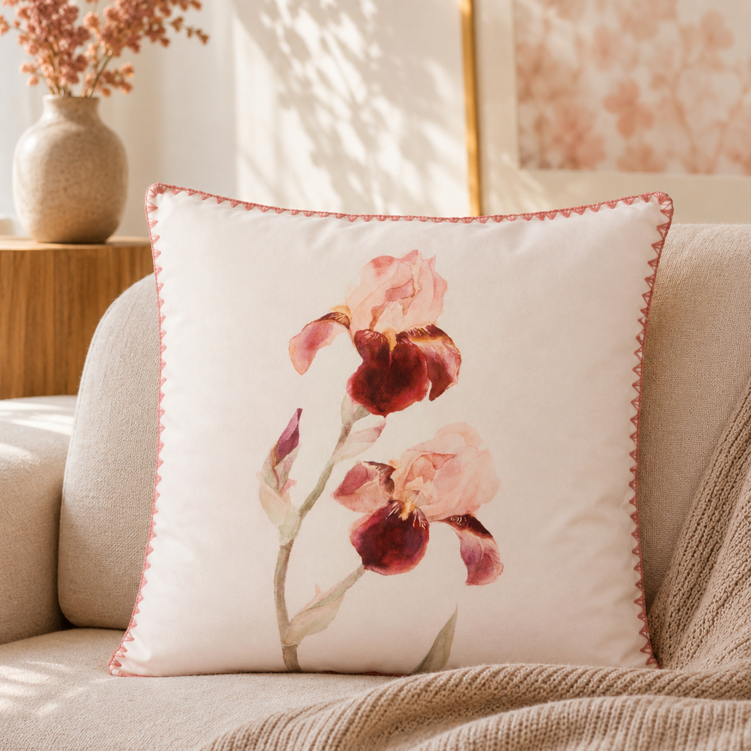 Cuscino divano 45x45 cm fiore iris