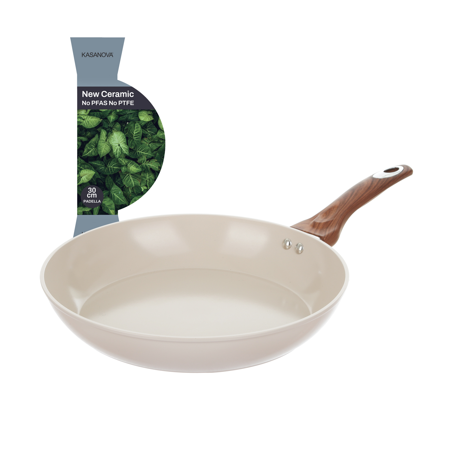 Padella 30 cm in ceramica crema New Ceramic