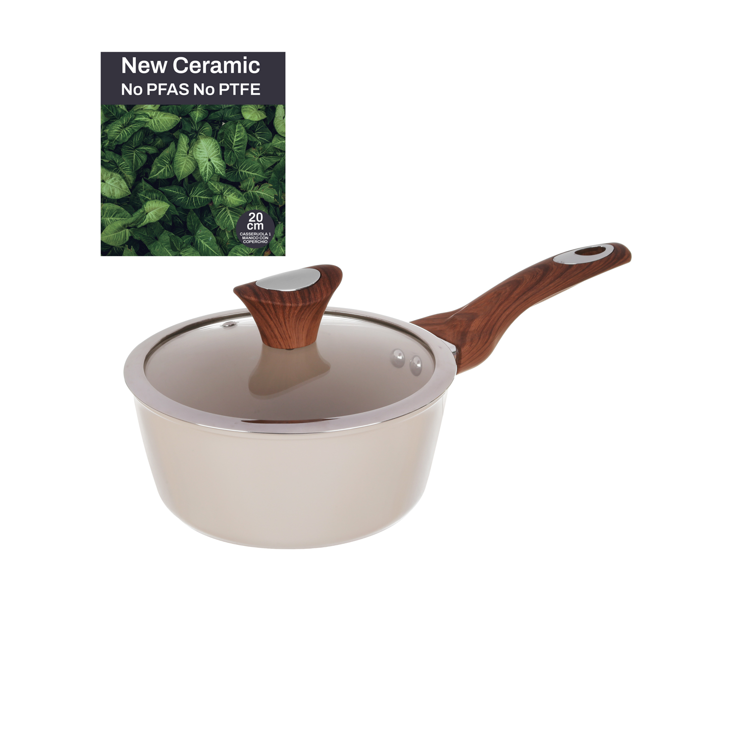 Casseruola un manico 20 cm con coperchio crema New...