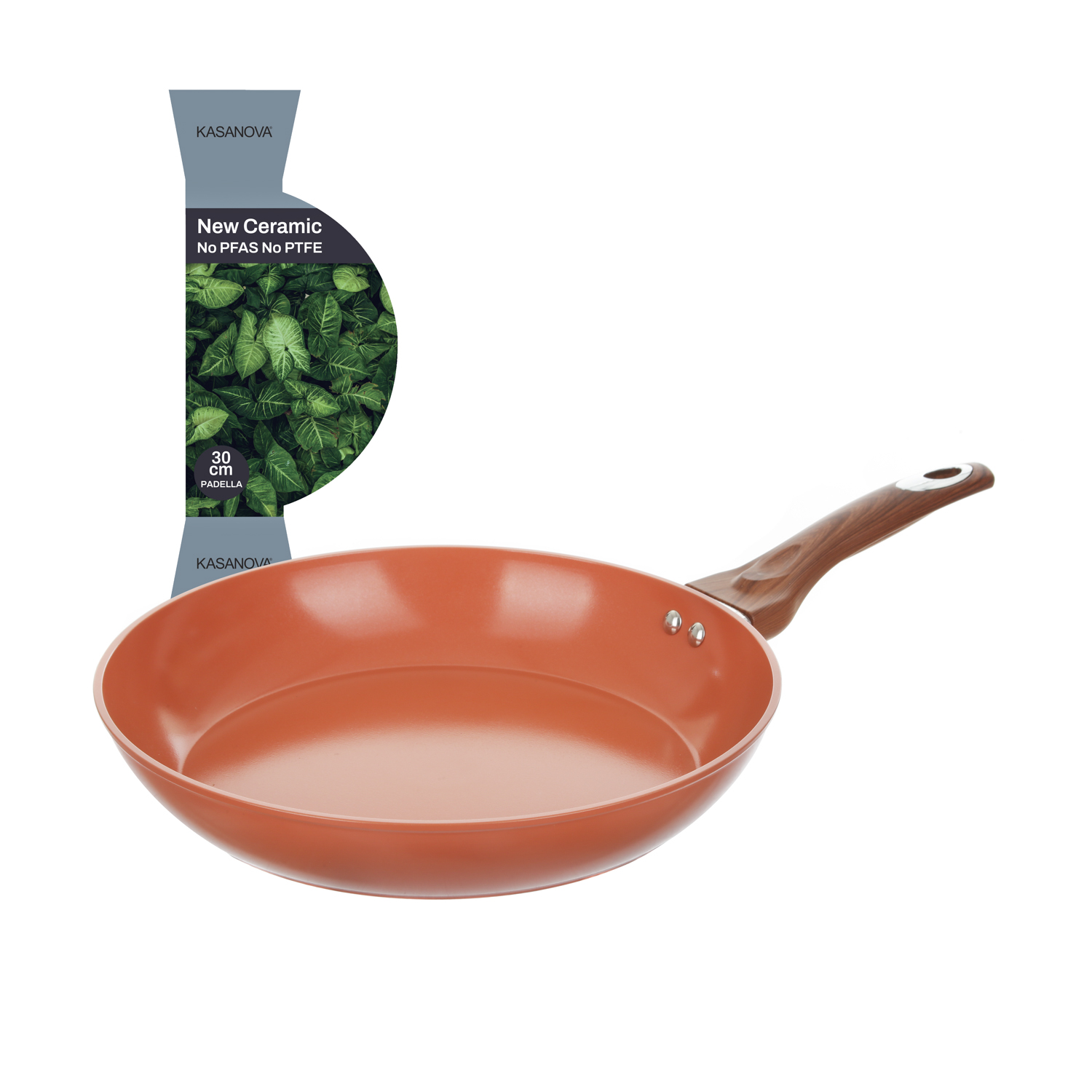 Padella 30 cm in ceramica salmone New Ceramic