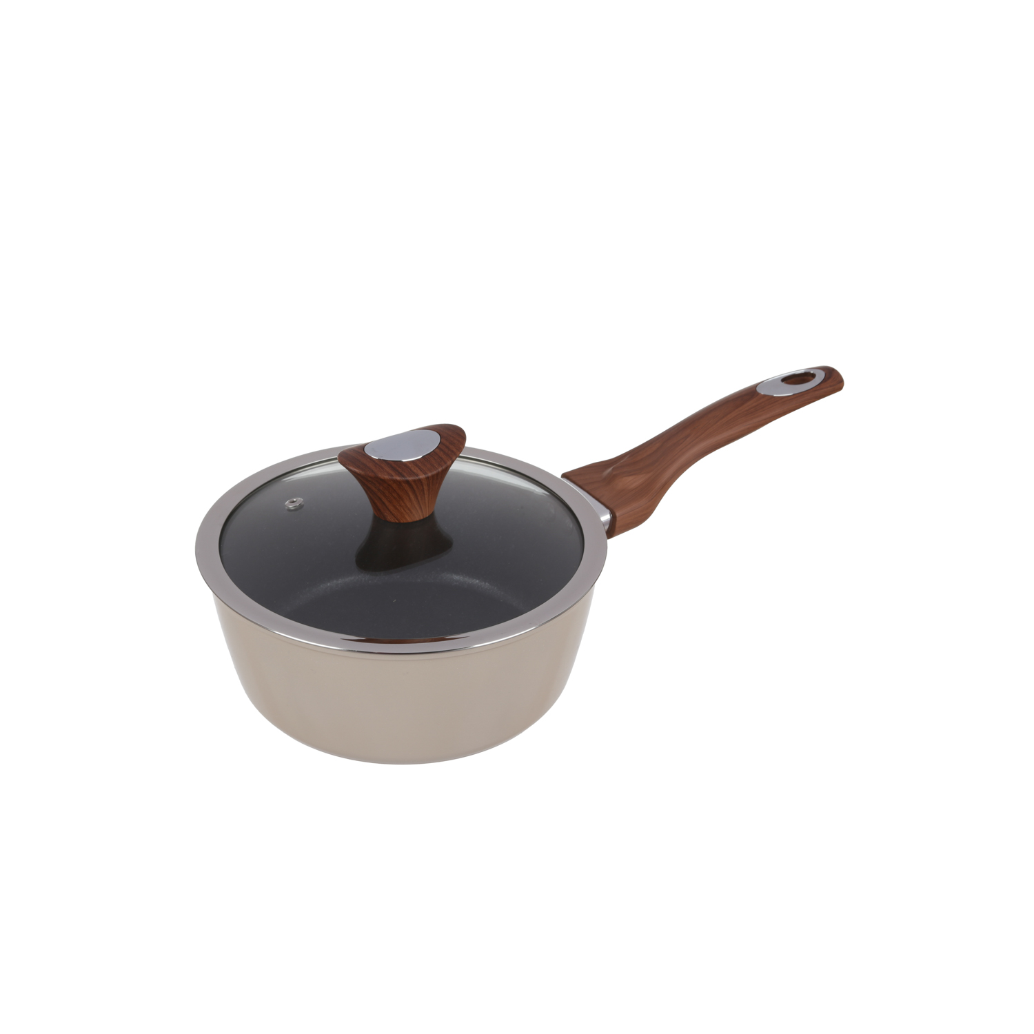 Casseruola 20 cm crema Kolors un manico con coperchio