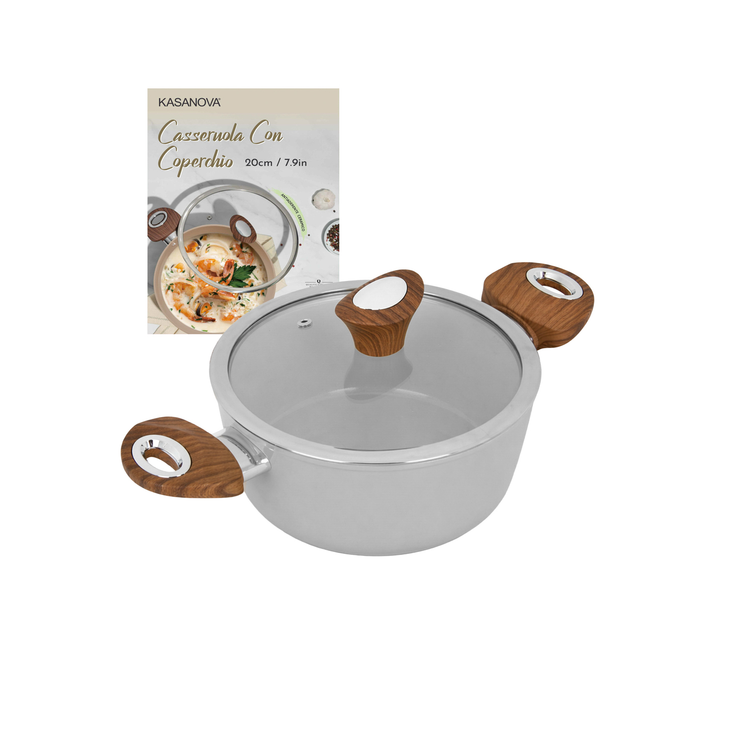 Casseruola 20 cm antiaderente ceramico New Ceramic grigio