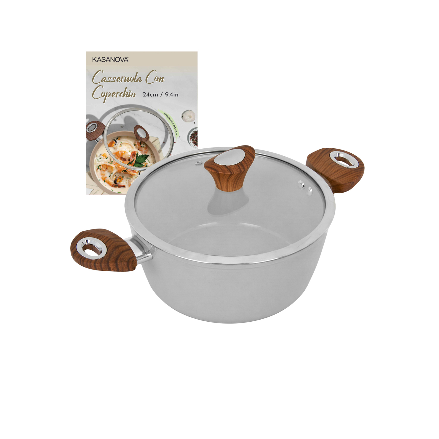 Casseruola 24 cm antiaderente ceramico New Ceramic grigio