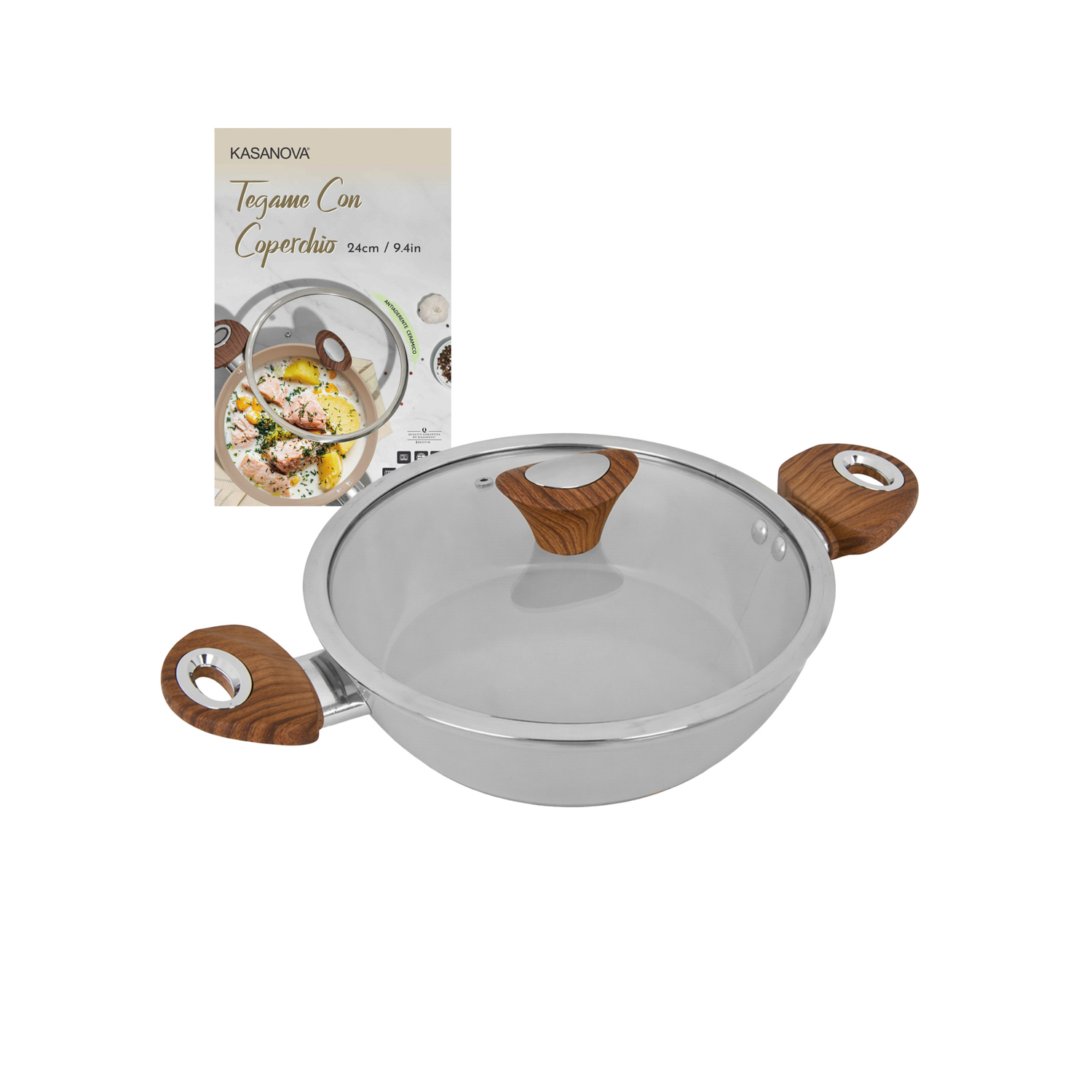 Tegame 24 cm antiaderente ceramico New Ceramic grigio