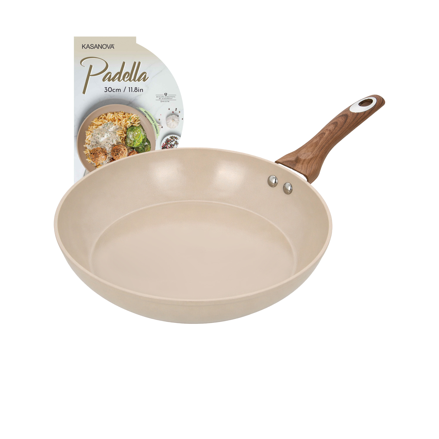 Padella 30 cm in ceramica taupe New Ceramic