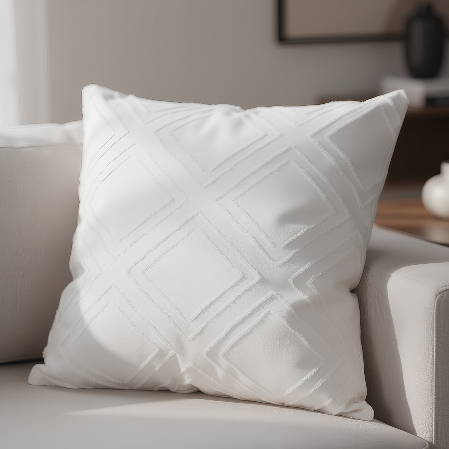 Cuscino divano panna 45x45 cm microfibra