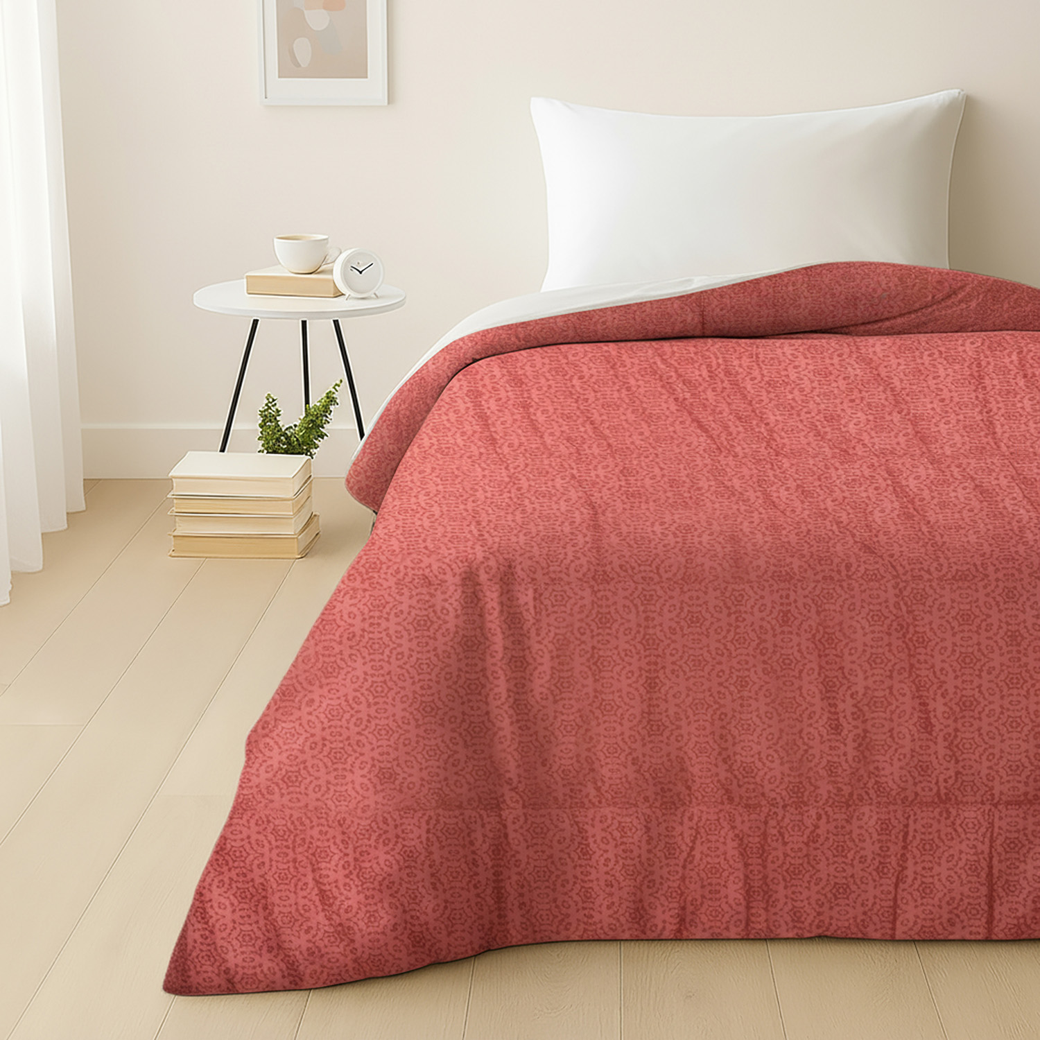 Trapuntino singolo in microfibra effetto seta bordeaux