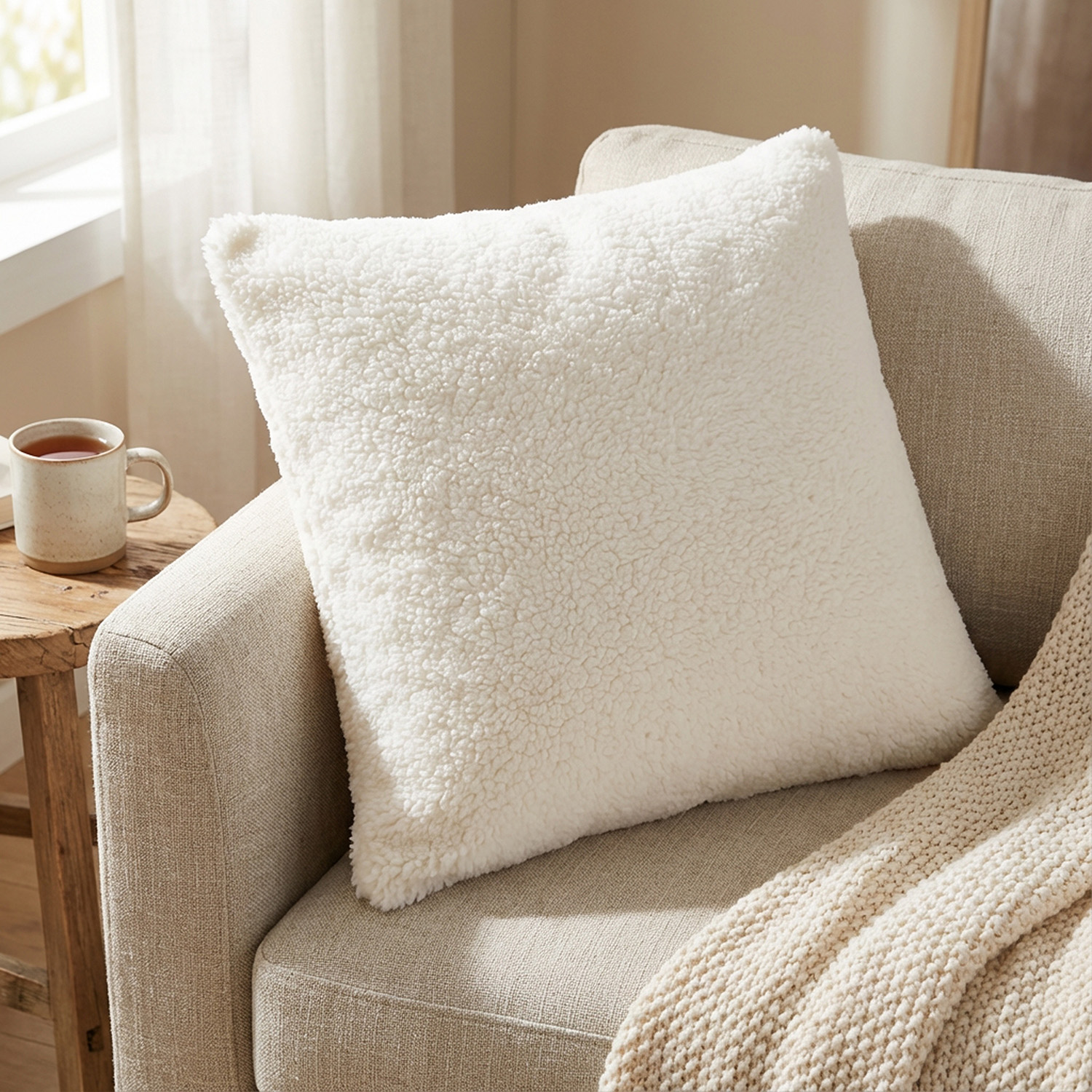 Cuscino arredo latte sherpa 45x45 cm