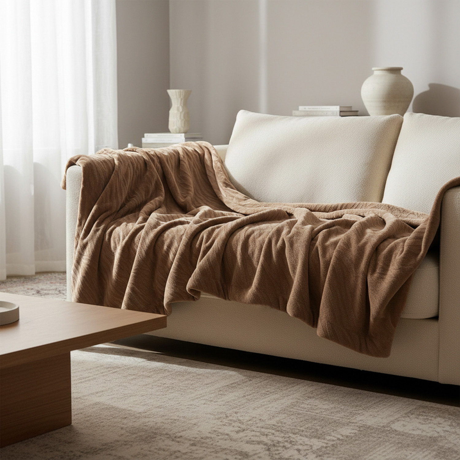 Coperta 200x230 cm cammello motivo 3D Flannel