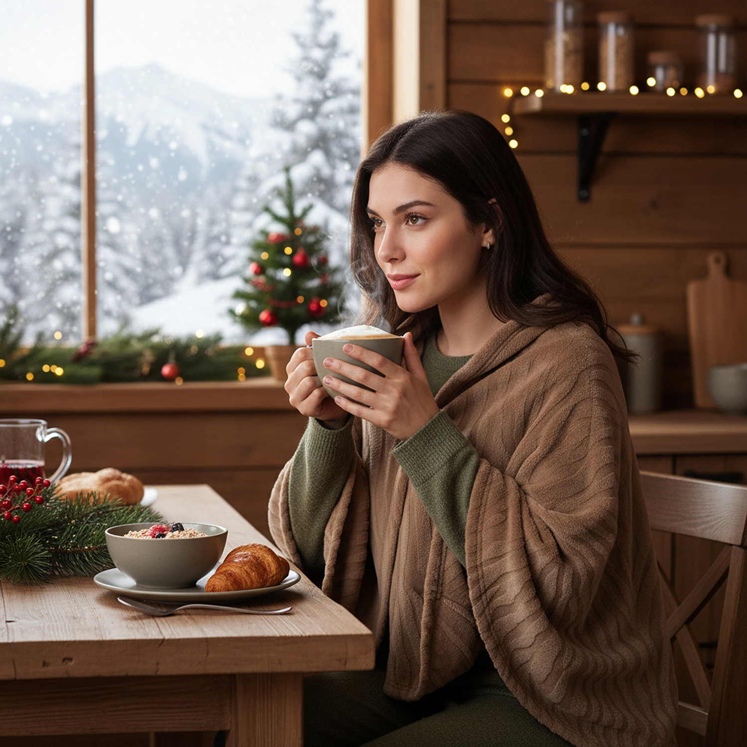 Scialle 70x160 cm marrone motivo 3D Flannel