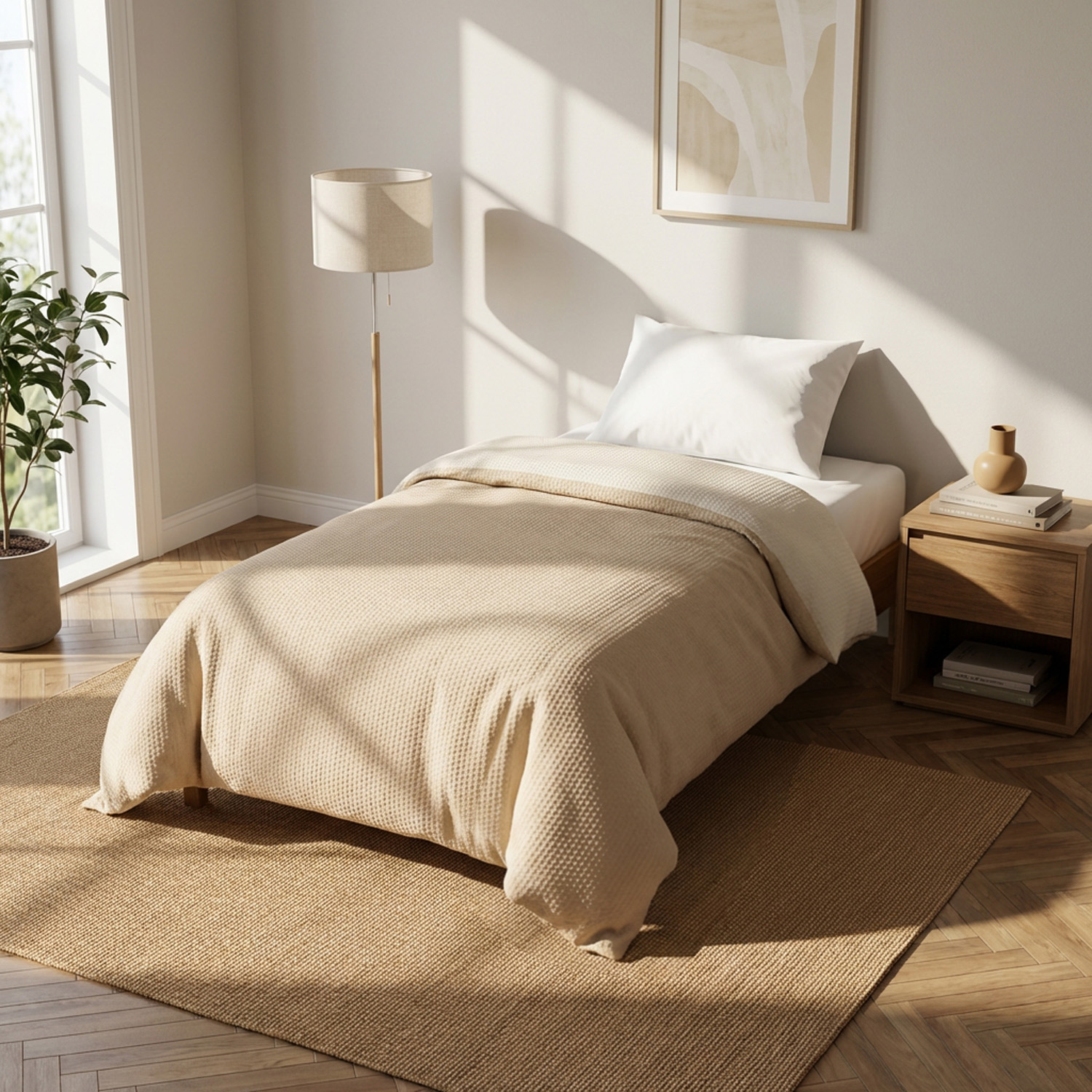 Trapuntino 1 piazza e mezza double face beige