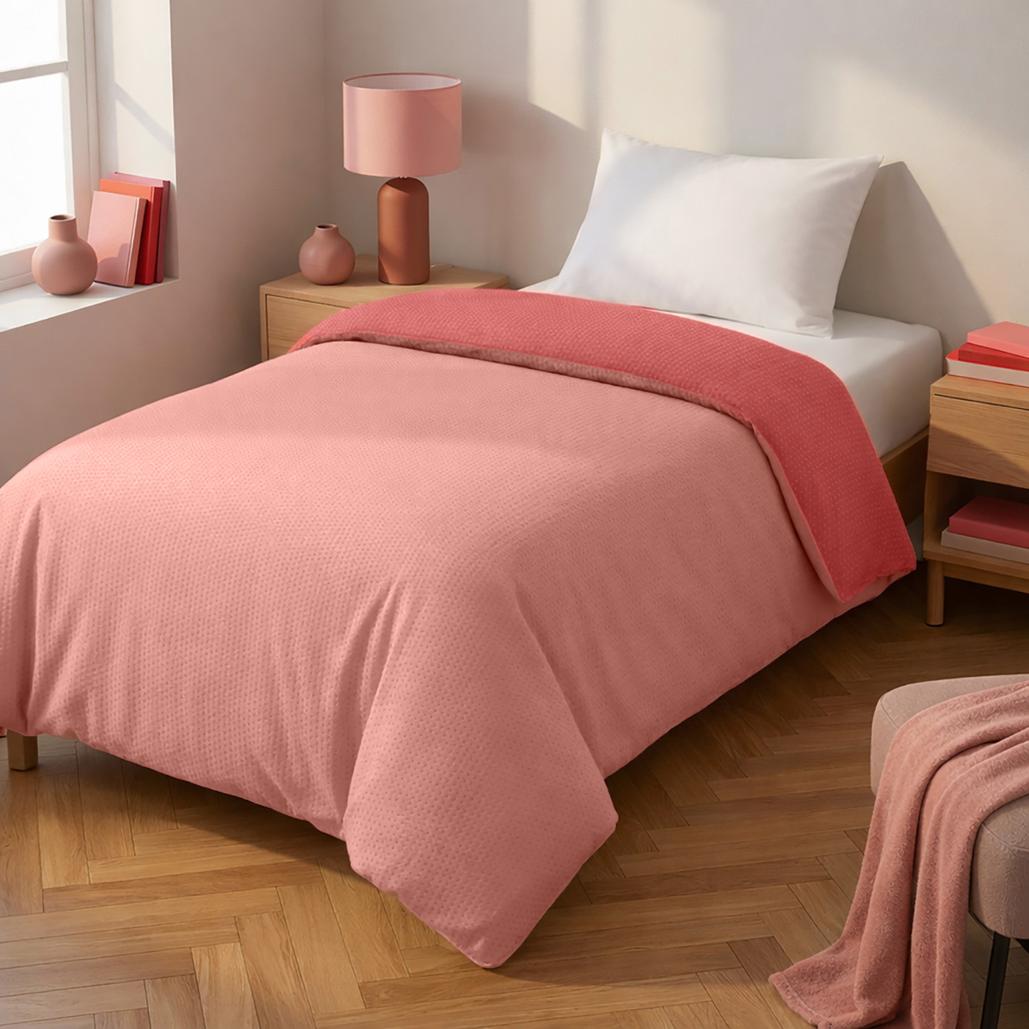 Trapuntino singolo double face rosa