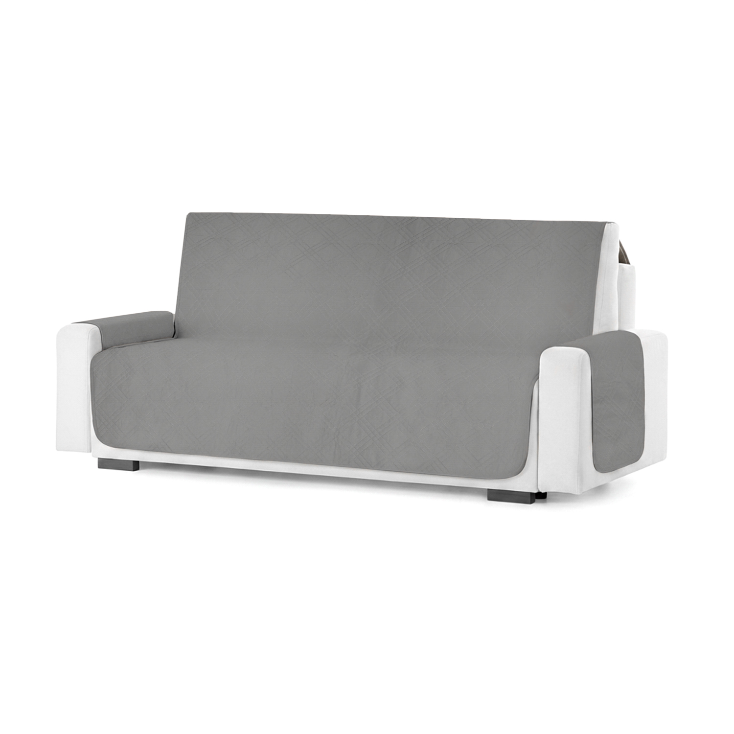 Copridivano 2 posti double face microfibra grigio scuro