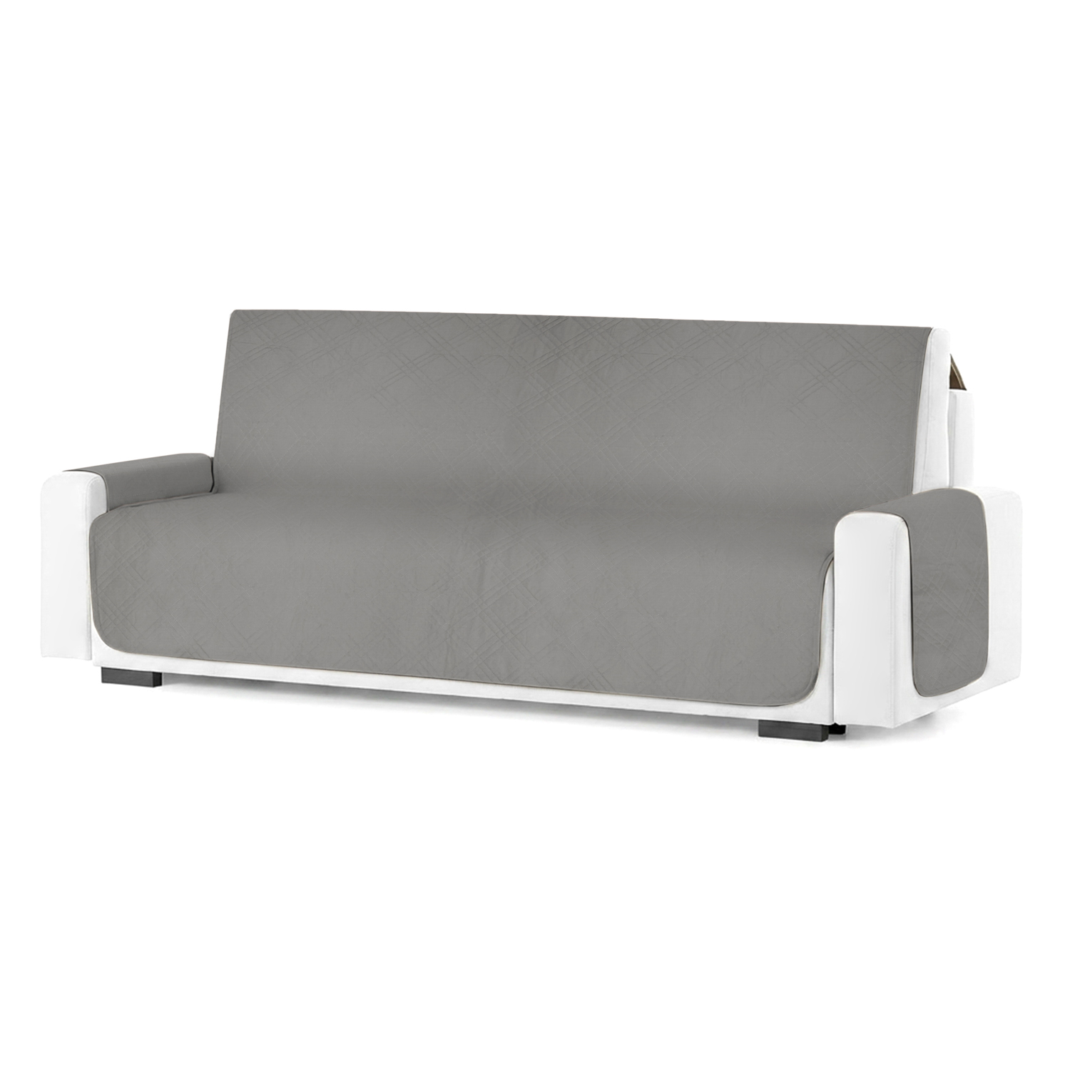 Copridivano 3 posti double face microfibra grigio scuro