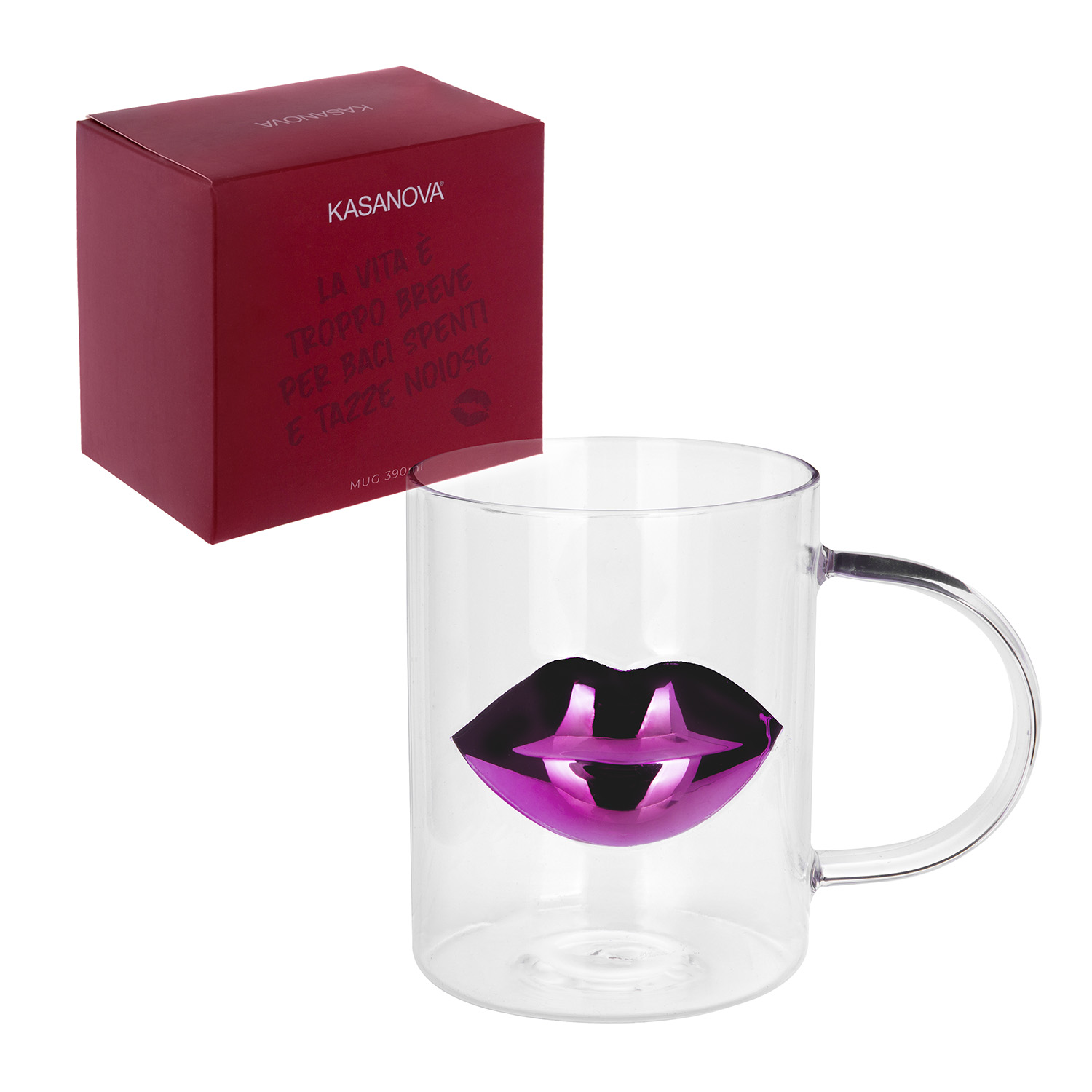 Tazza labbra rosa vetro 390 ml