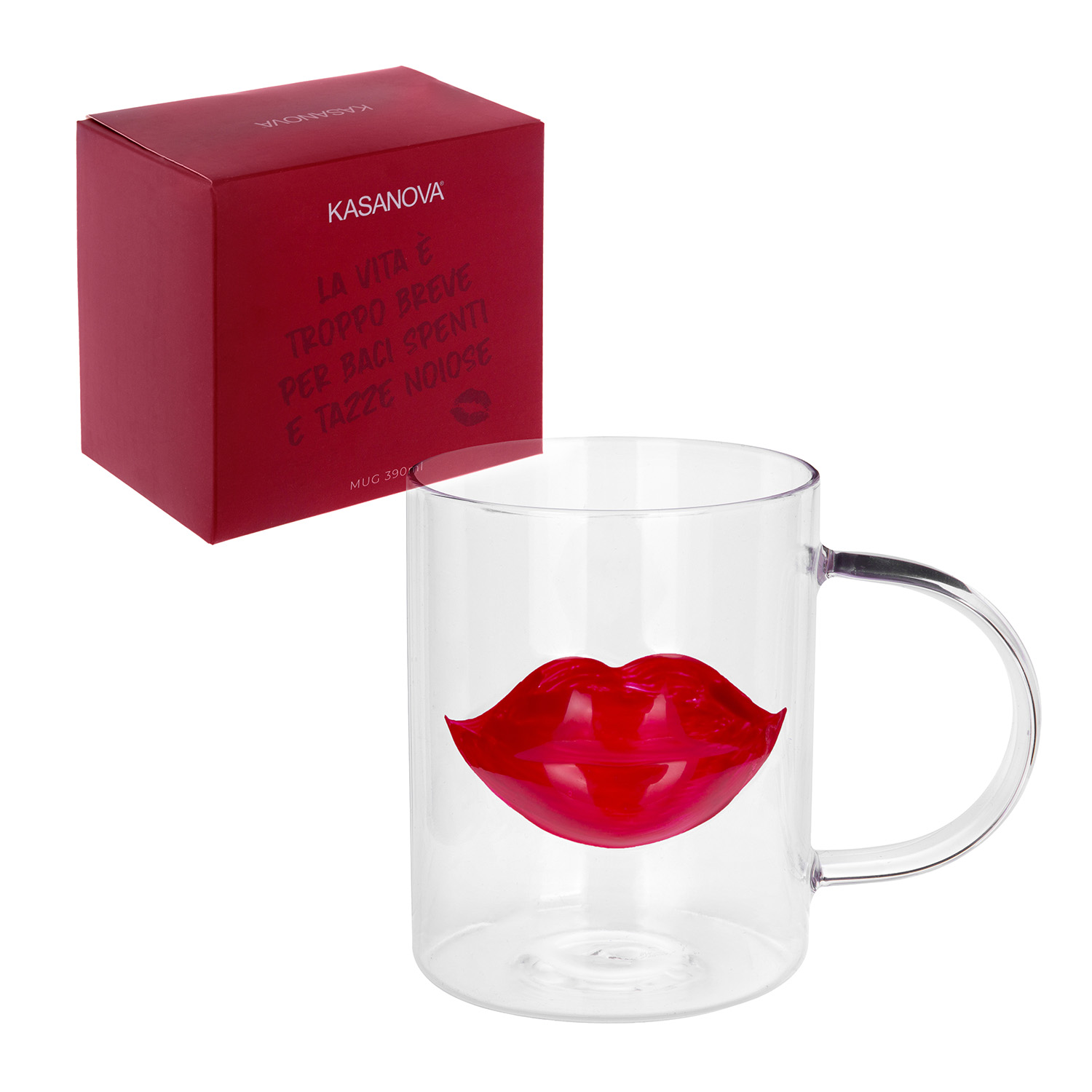 Tazza labbra rosso vetro 390 ml