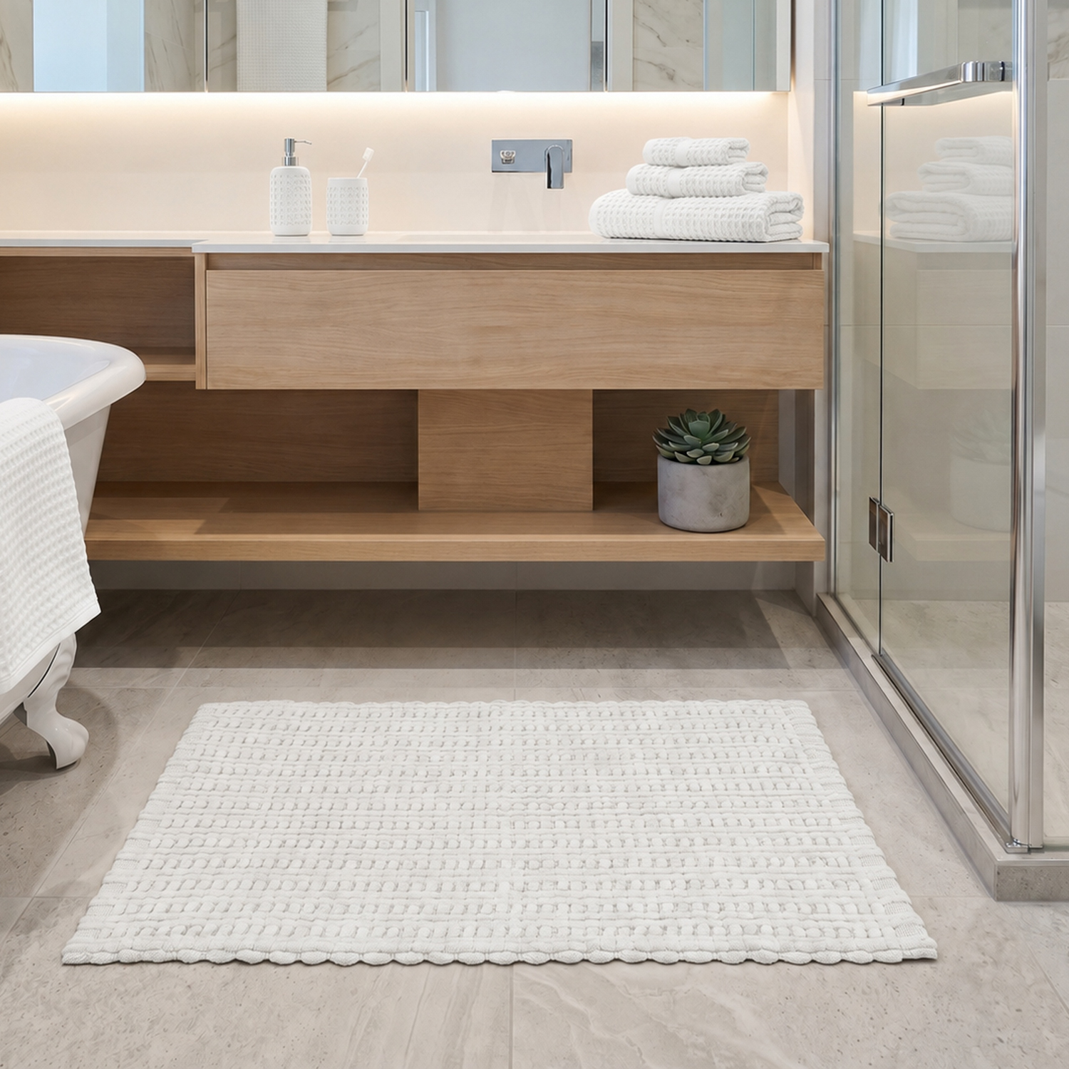 Tappeto bagno ciniglia 50x80 cm bianco Rug
