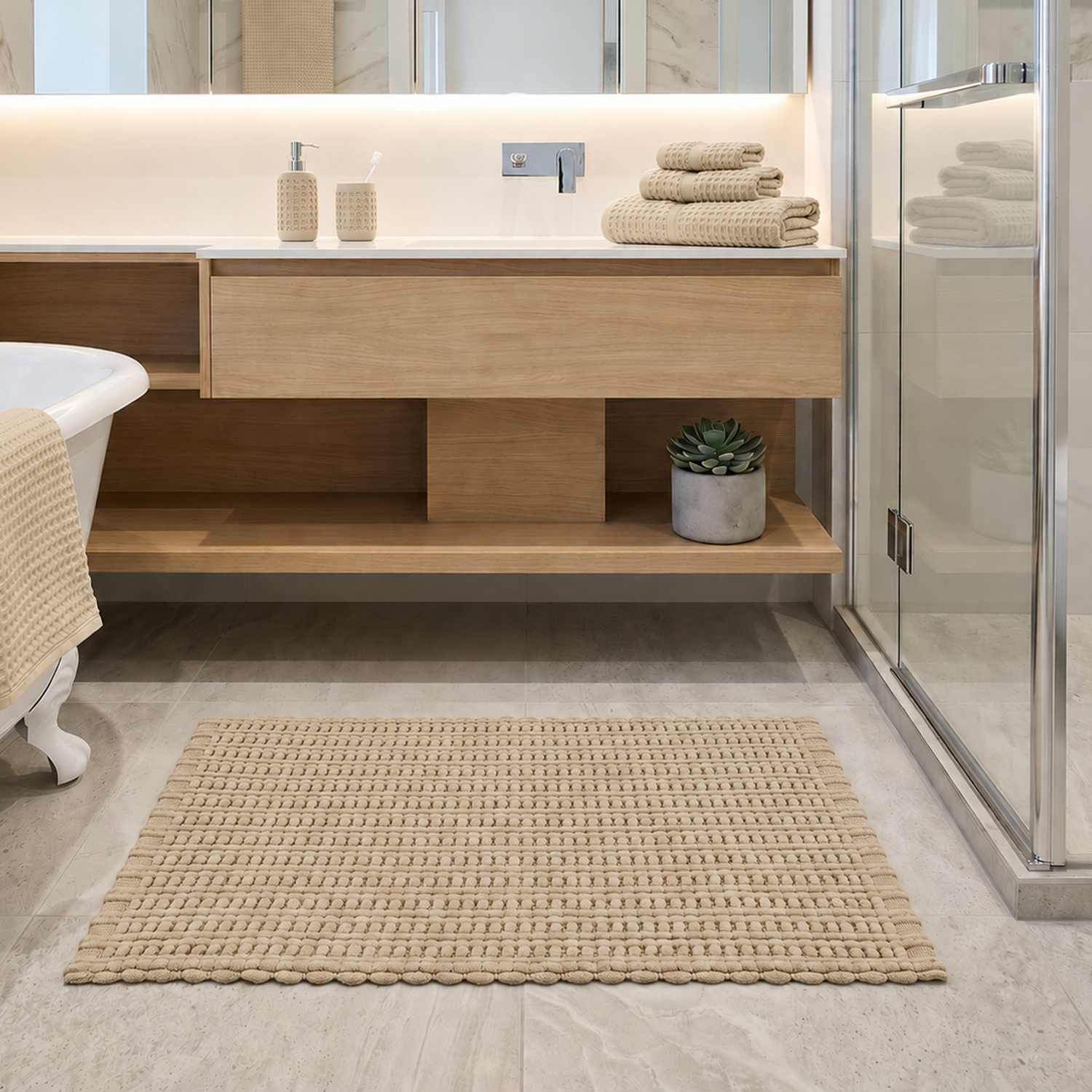 Tappeto bagno ciniglia 50x80 cm beige Rug